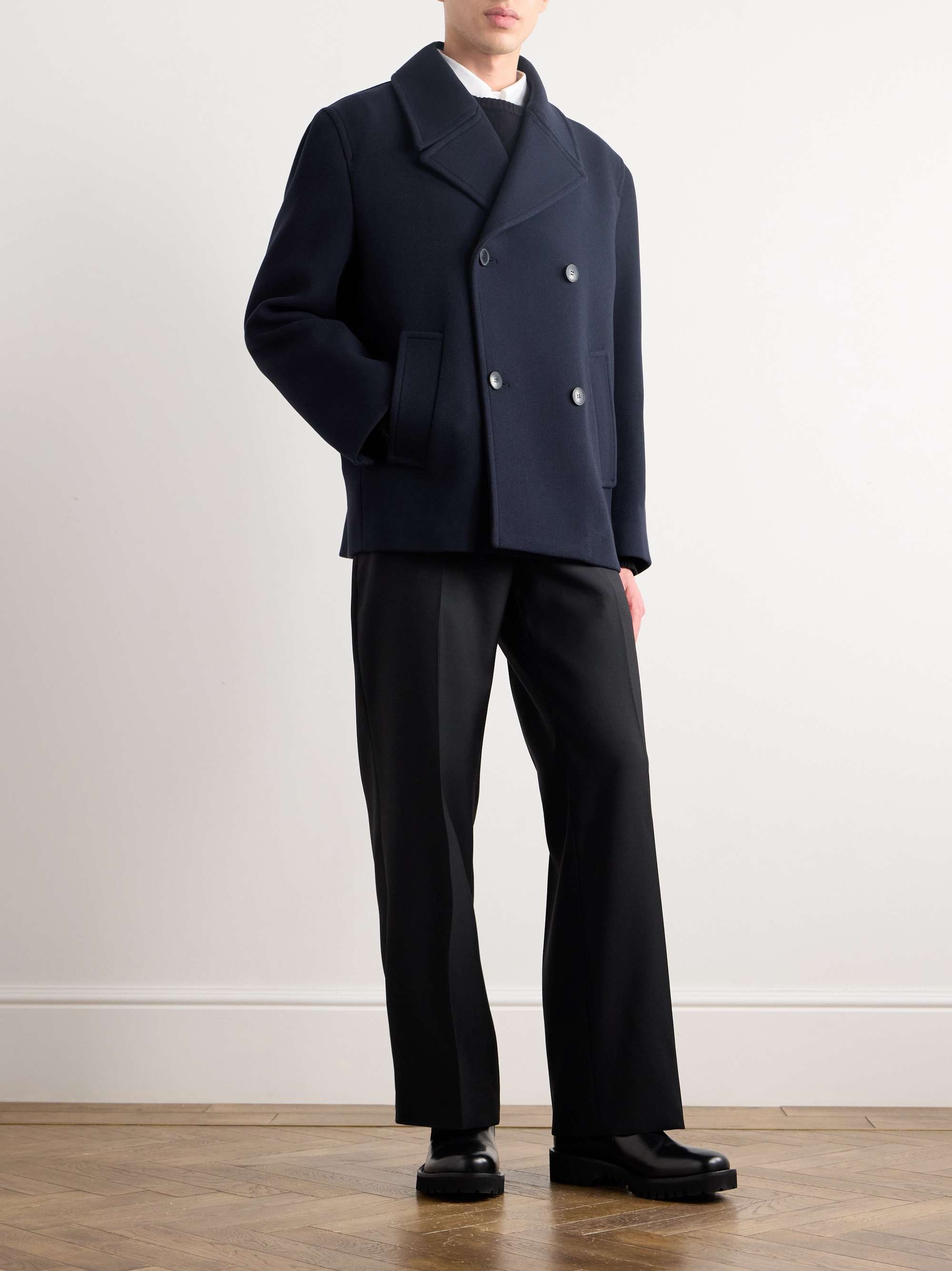 VALENTINO GARAVANI Double Breasted Wool Twill Peacoat for Men MR PORTER