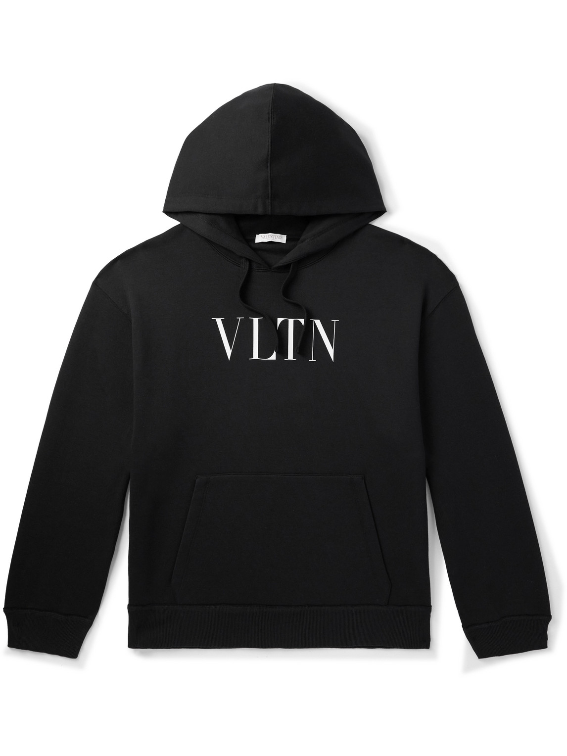 Valentino Logo-print Cotton-blend Jersey Hoodie In Black