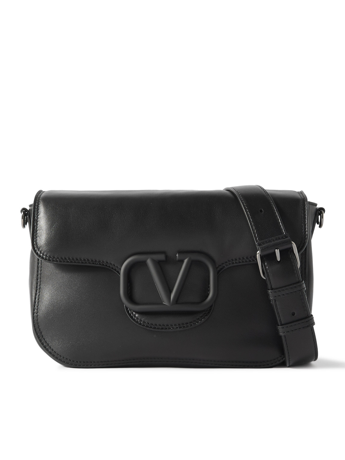 Valentino Garavani Padded Leather Messenger Bag In Black