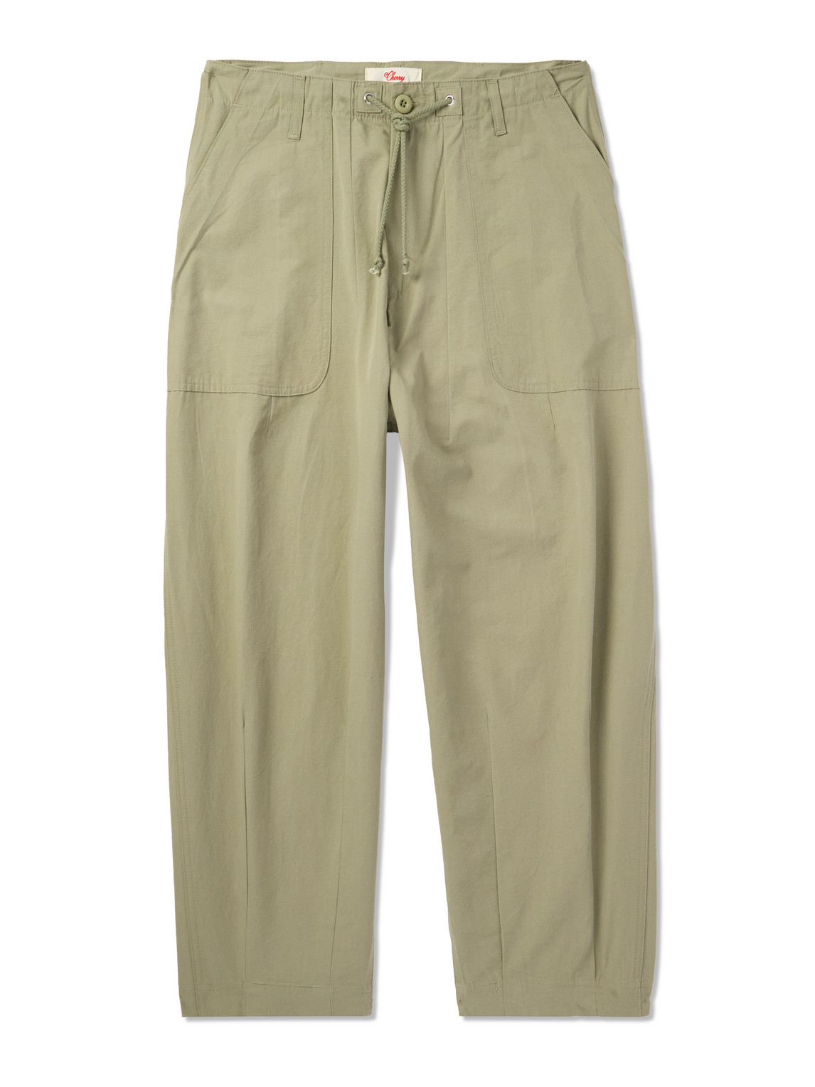 Wide-Leg Cotton-Canvas Drawstring Trousers