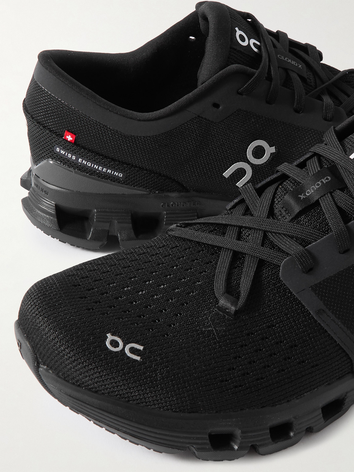 On Cloudx4 Rubber-trimmed Mesh Running Sneakers In Black