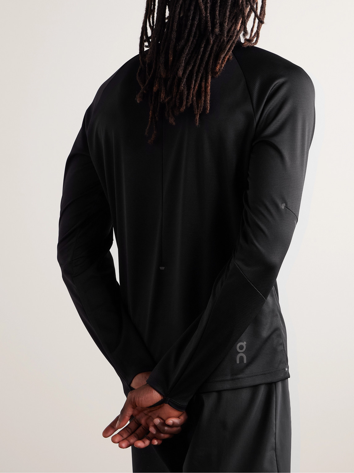 On Climate Stretch Recycled-jersey Half-zip Top In Black