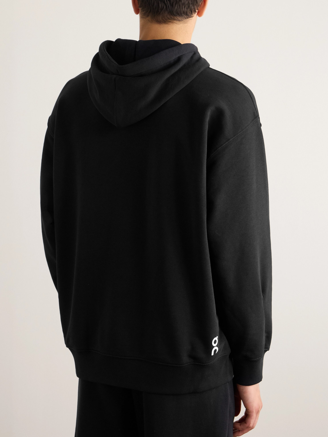 On Mens Black Perform All Day Logo-printed Cott-jersey Hoody Xxl In Black