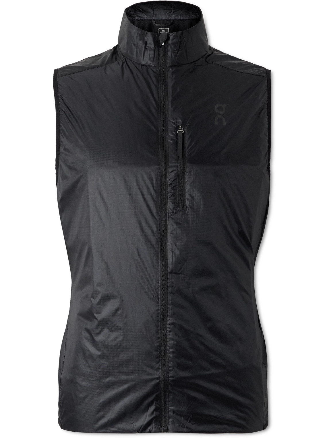 On Weather Slim-fit Recycled-ripstop And Mesh Gilet In Black