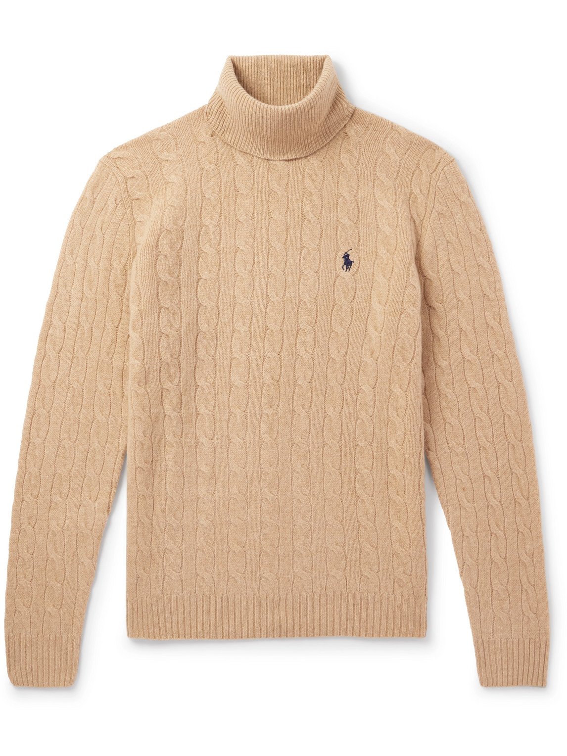 Polo Ralph Lauren Cable-knit Wool And Cashmere-blend Rollneck Sweater In Neutrals