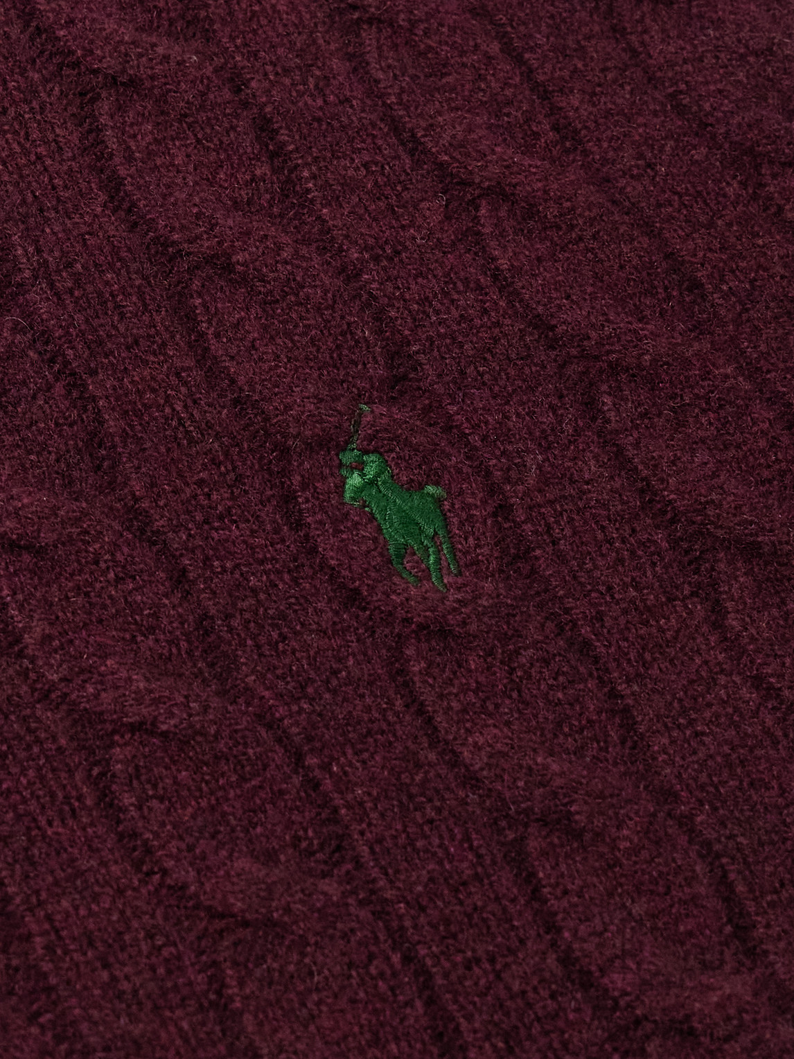 Shop Polo Ralph Lauren Slim-fit Cable-knit Wool And Cashmere-blend Sweater In Burgundy