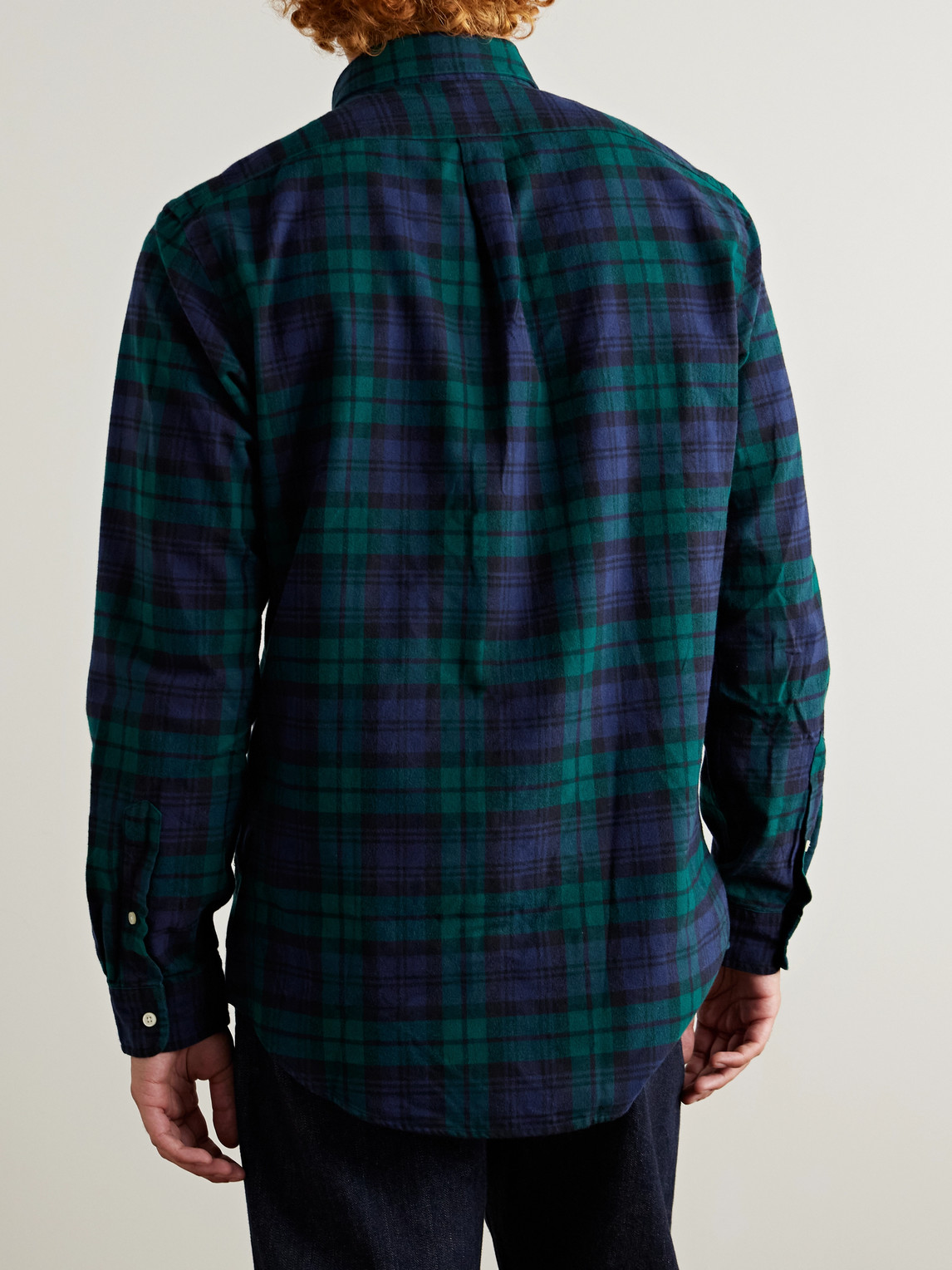Polo Ralph Lauren Button-down Collar Logo-embroidered Checked Brushed-cotton Oxford Shirt In Green