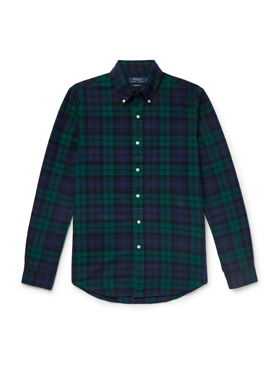 Polo Ralph Lauren Button-down Collar Logo-embroidered Checked Brushed-cotton Oxford Shirt In Green