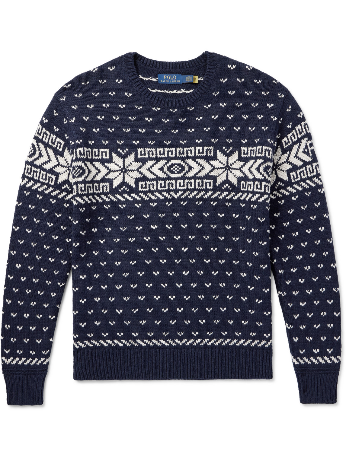 Polo Ralph Lauren Fair Isle Cotton And Cashmere-blend Sweater In Blue