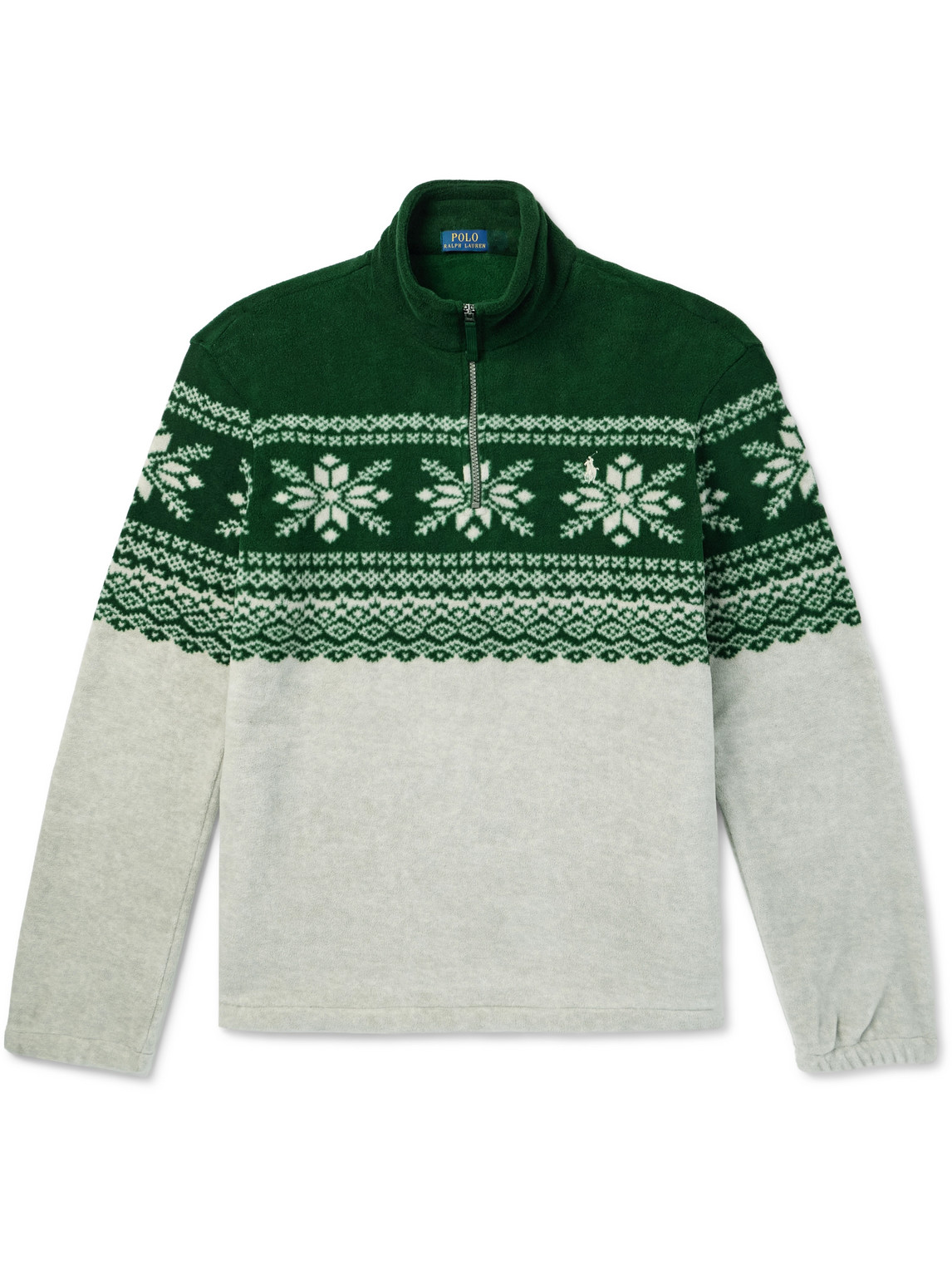 Polo Ralph Lauren Fair Isle Recycled Fleece Half-zip Sweatshirt In Green