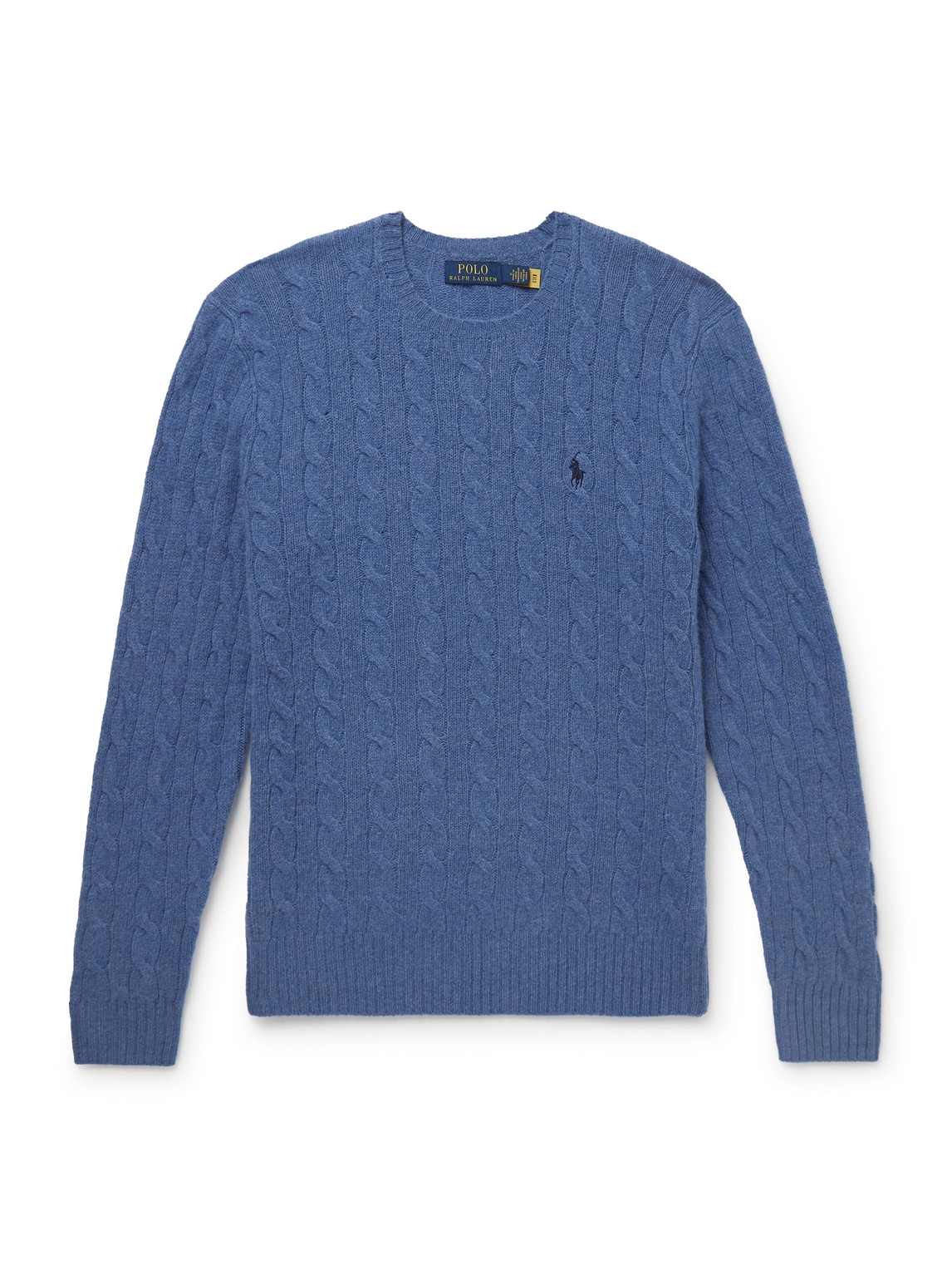Polo Ralph Lauren Slim-fit Cable-knit Wool And Cashmere-blend Sweater In Blue