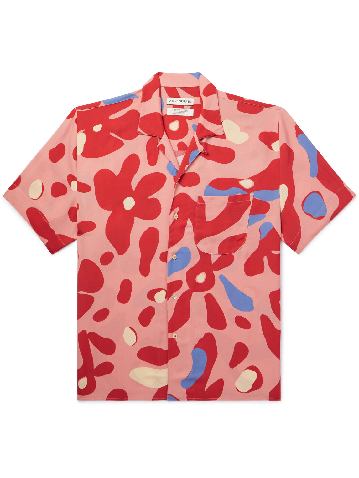 A Kind Of Guise Gioia Camp-collar Printed Crepe De Chine Shirt In Red