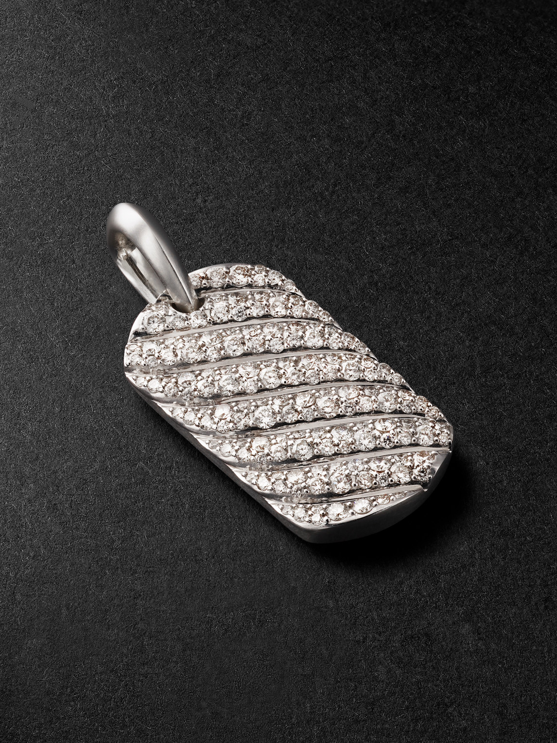 David Yurman Chevron 18-Karat White Gold Diamond Pendant - Men