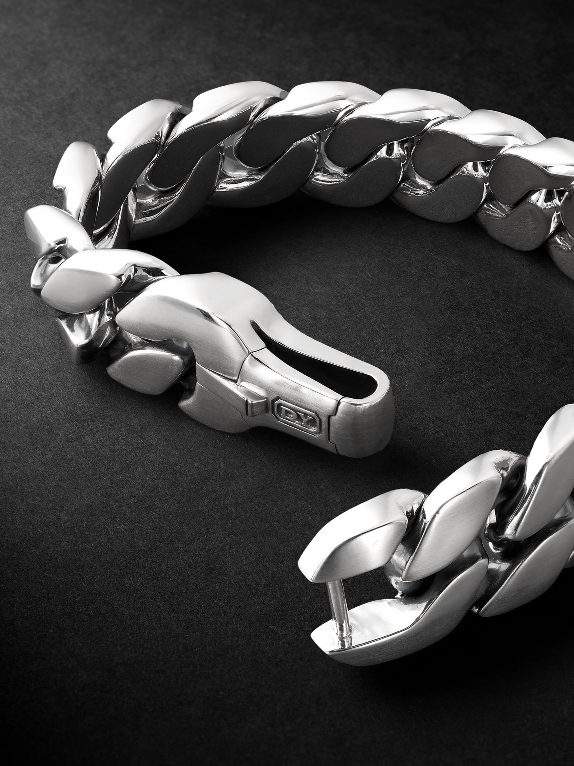 David Yurman Brushed Sterling Silver Curb Chain Bracelet In Silver