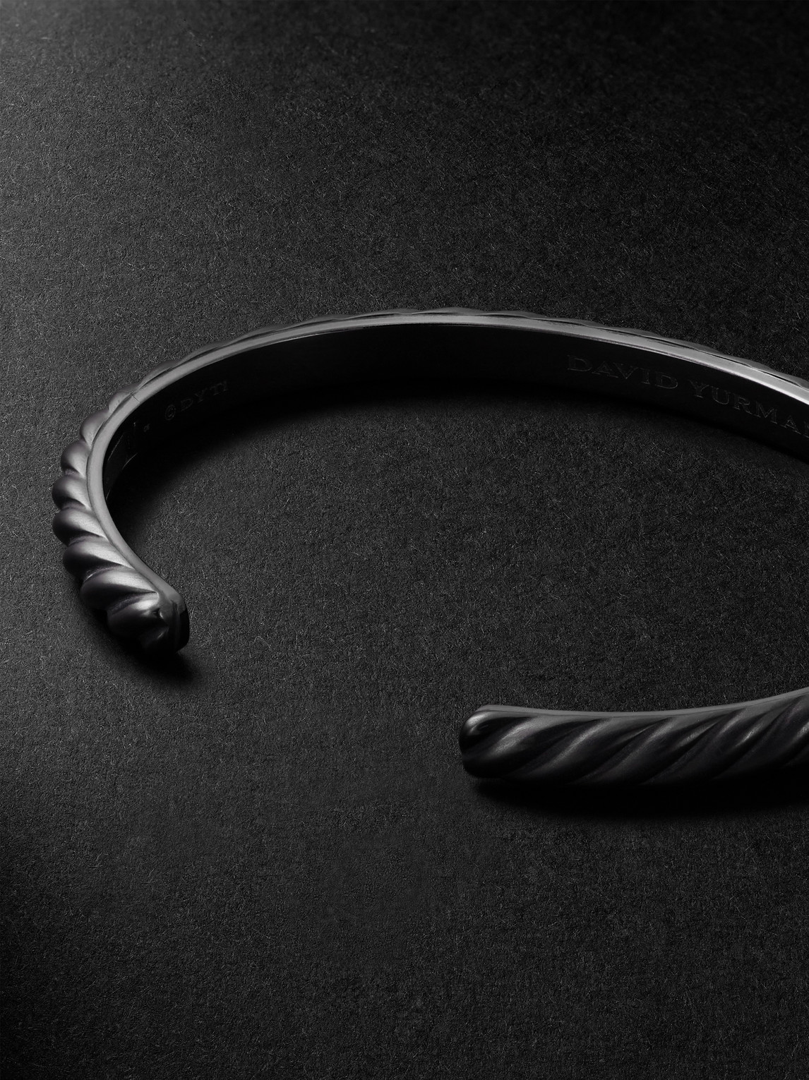 David Yurman Sculpted Cable Titanium Diamond Cuff In Black