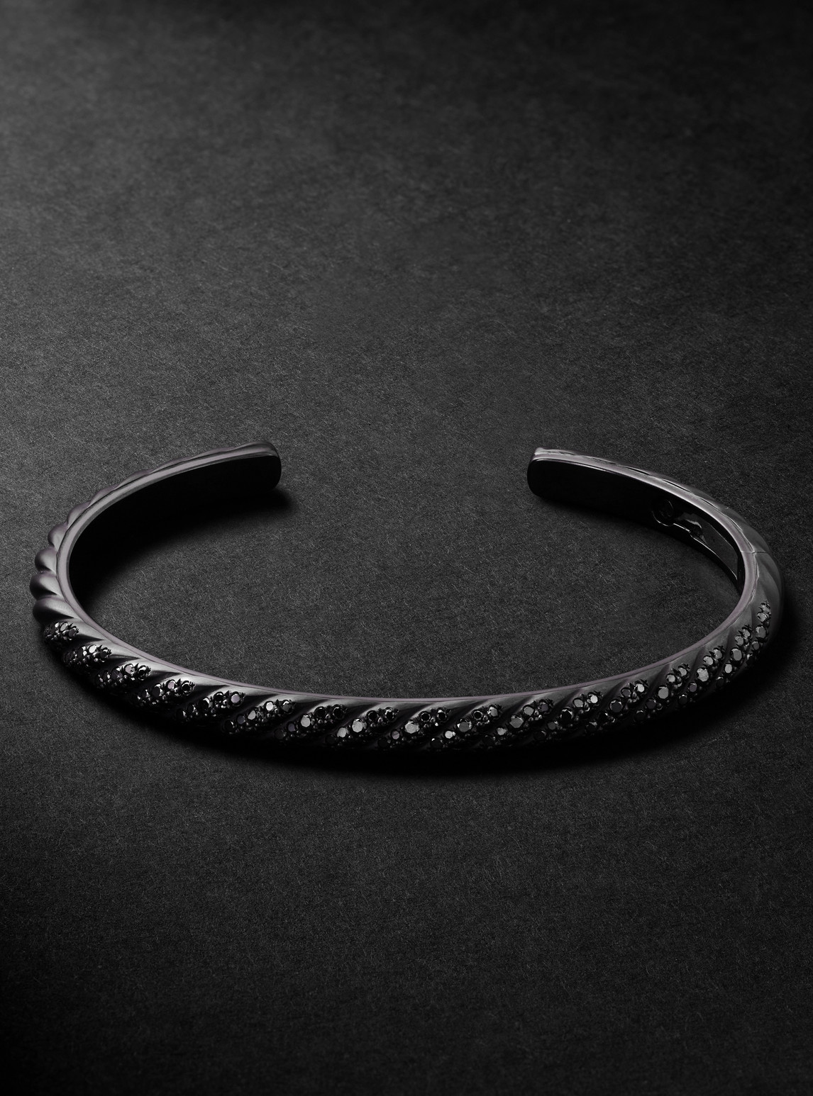 David Yurman Sculpted Cable Titanium Diamond Cuff - Men