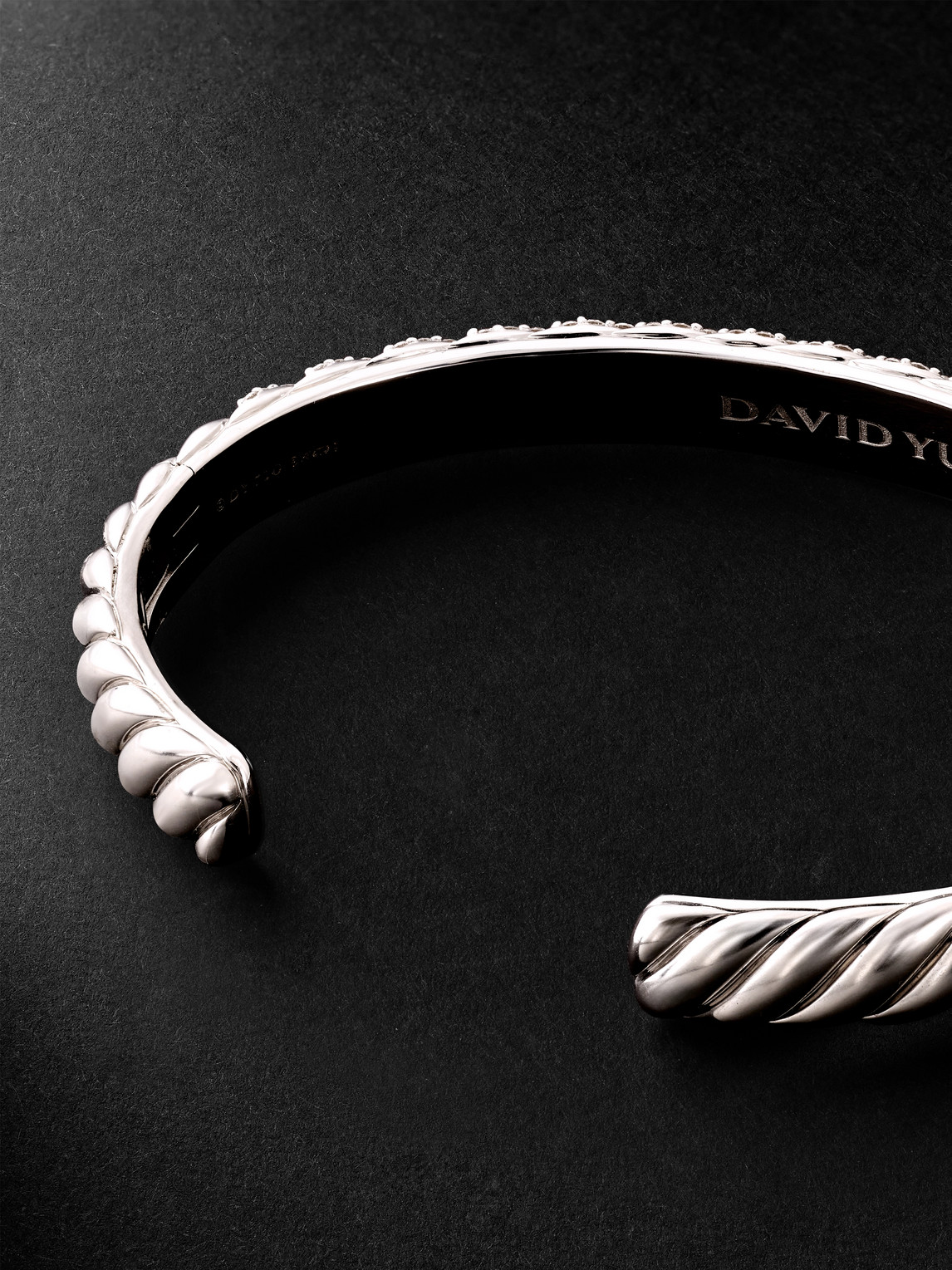  David Yurman - Sculpted Cable 18-karat White Gold Diamond Cuff - Men - Silver 