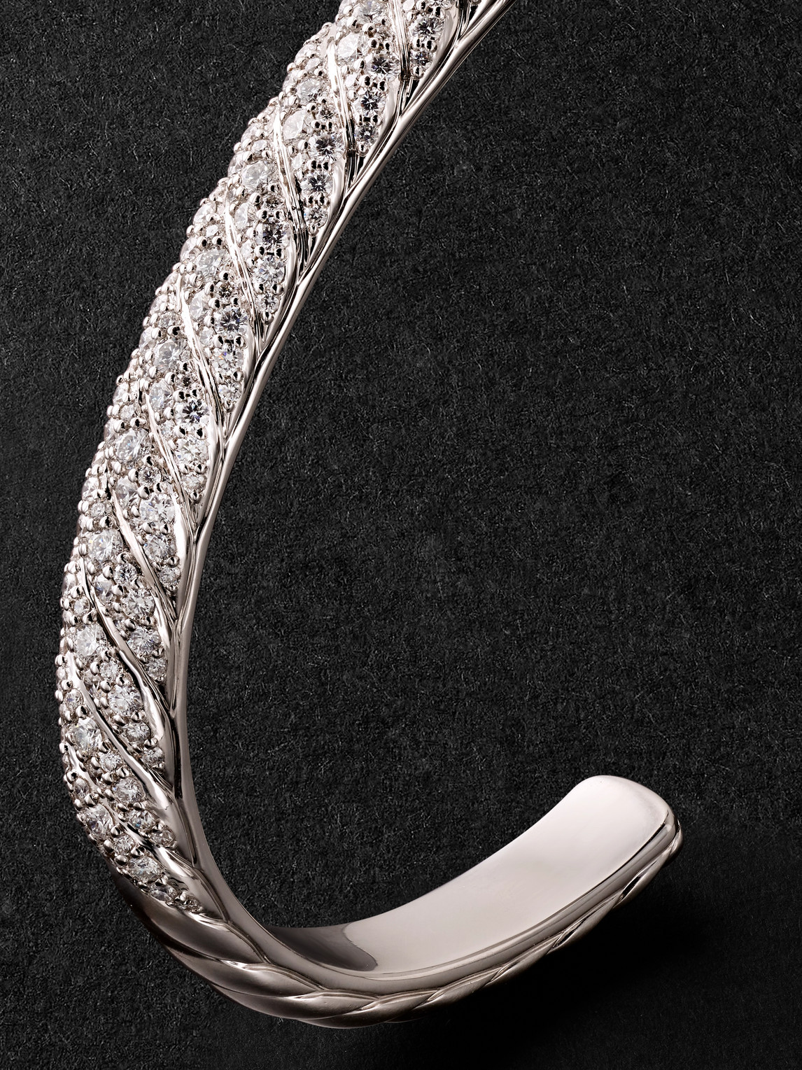  David Yurman - Sculpted Cable 18-karat White Gold Diamond Cuff - Men - Silver 