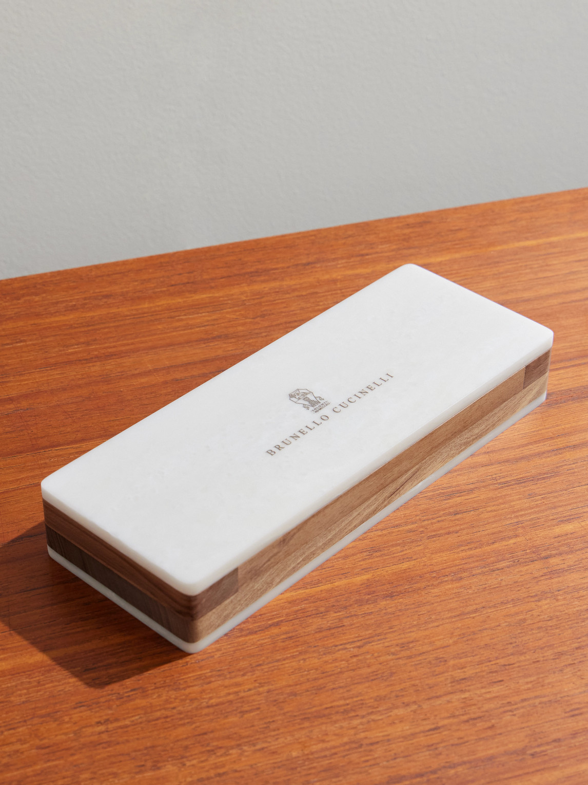 Brunello Cucinelli Walnut Wood And Krion® Portable Dominoes Set In White