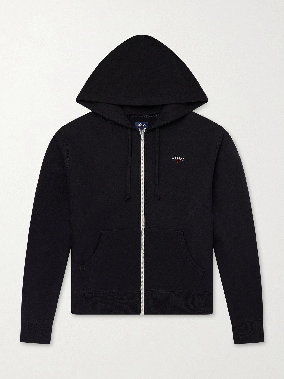 Noah Logo-embroidered Cotton-jersey Zip-up Hoodie In Neutral