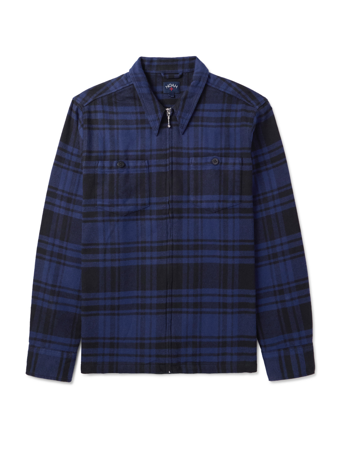Cotton-Flannel Zip-Up Overshirt