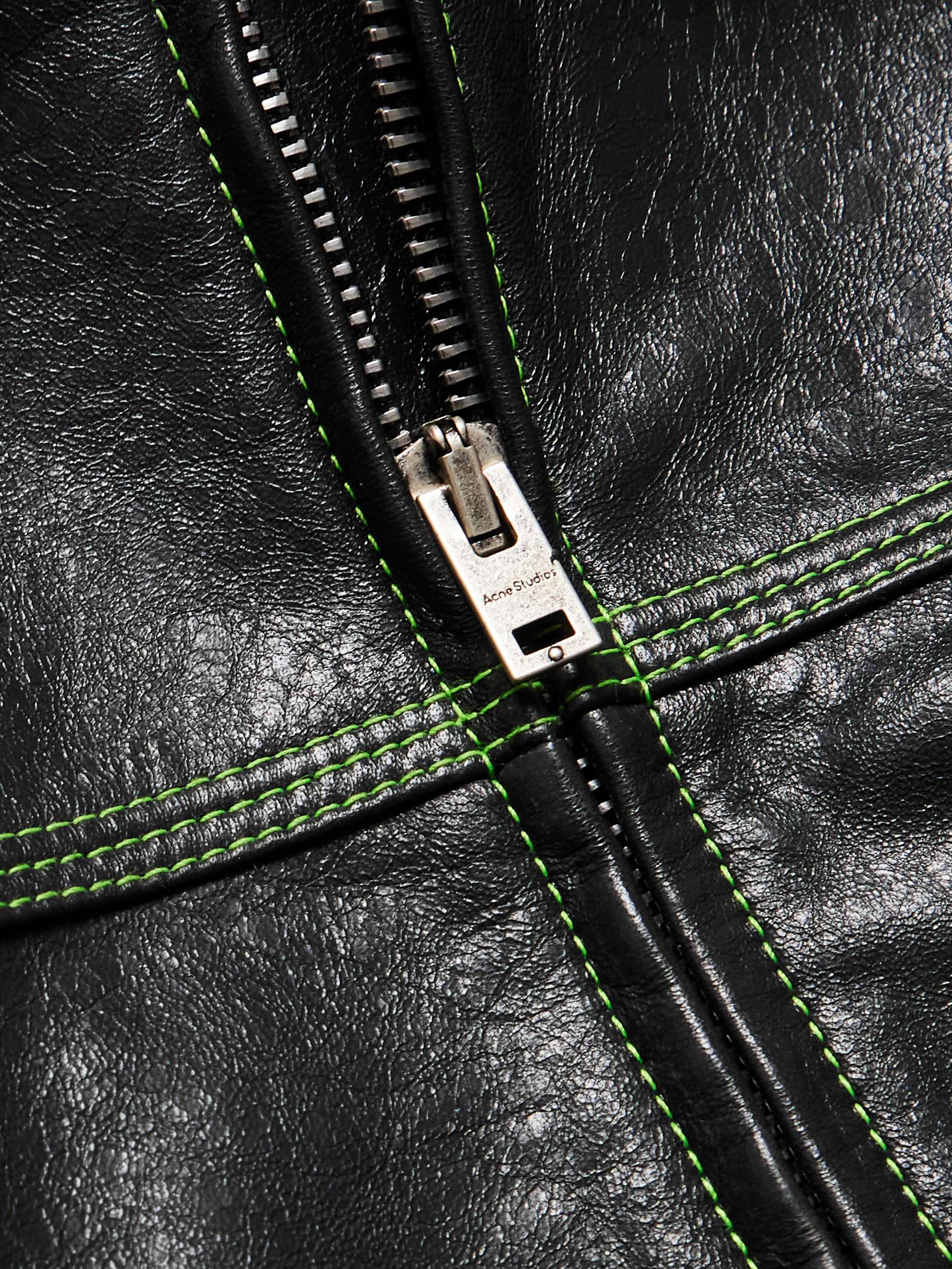 ACNE STUDIOS Logo-Embroidered Panelled Leather Jacket for ACNE STUDIOS Logo-Embroidered Panelled Leather Jacket for