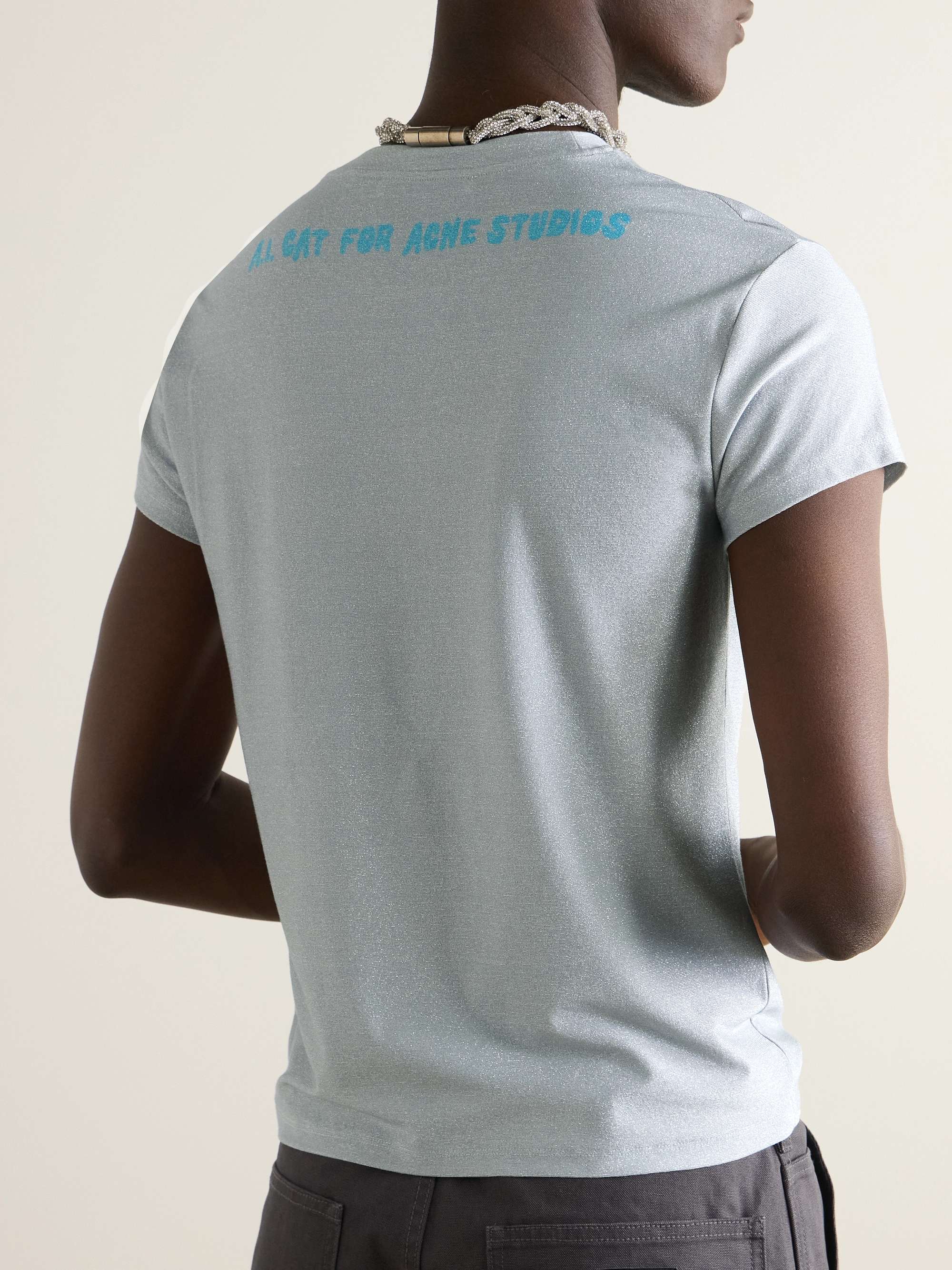 ACNE STUDIOS Slim-Fit Printed Metallic Jersey T-Shirt for