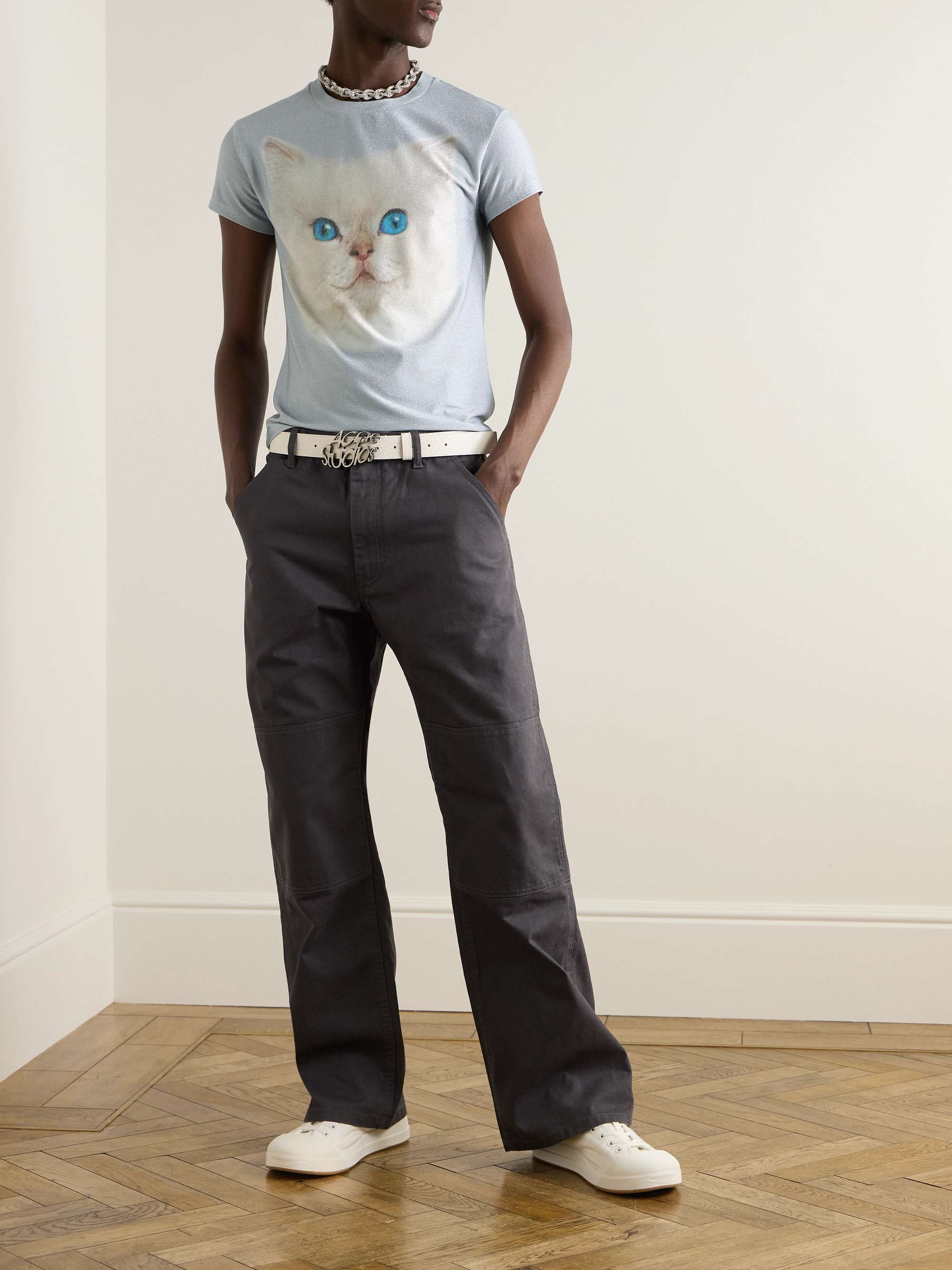 ACNE STUDIOS Slim-Fit Printed Metallic Jersey T-Shirt for