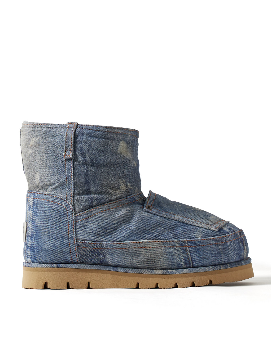 Shearling-Lined Trompe L'oeil Suede Boots