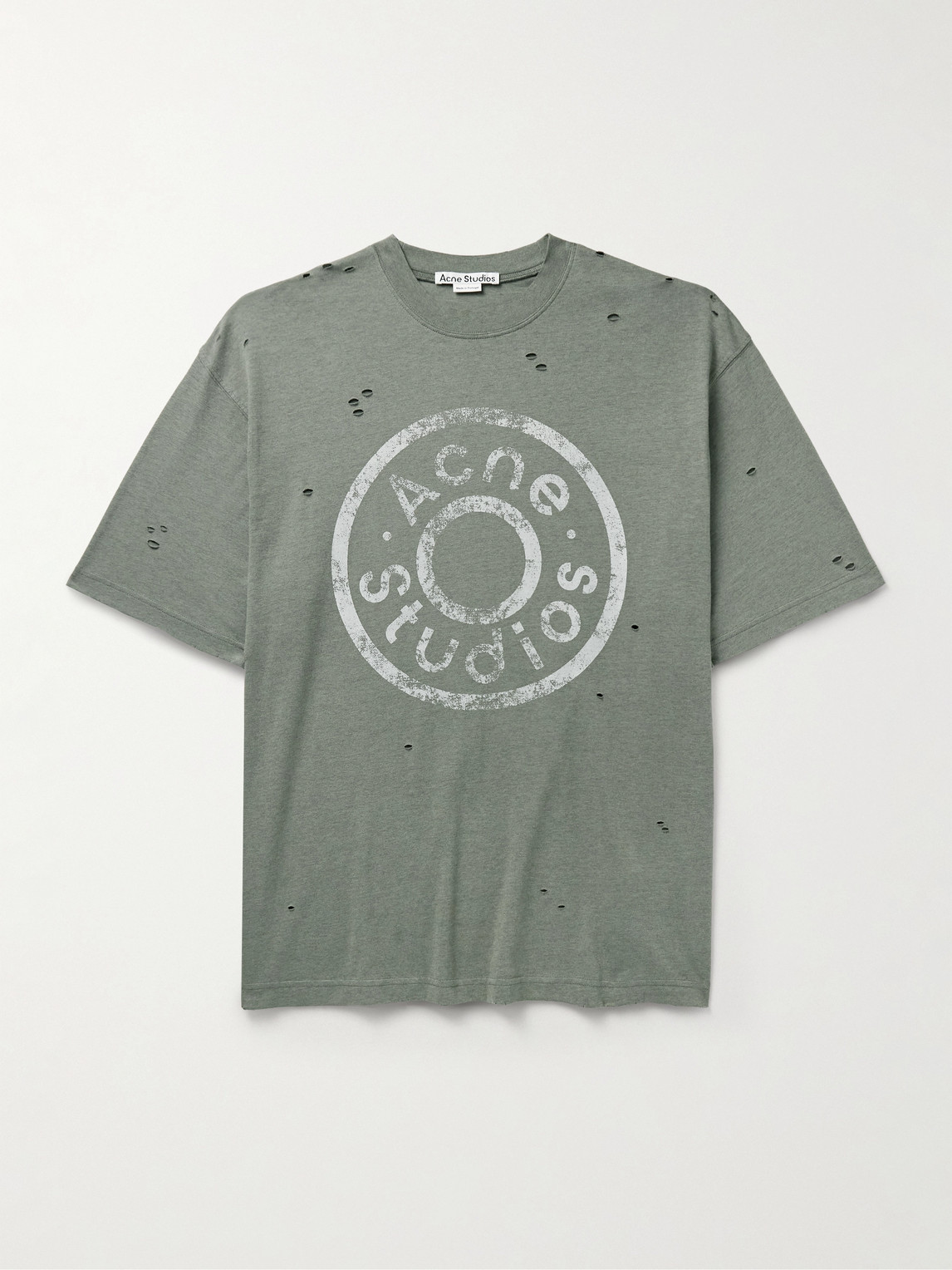 Acne Studios Exford Distressed Logo-Print Cotton-Blend Jersey T-Shirt - Men