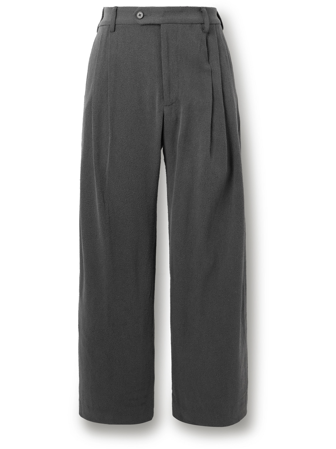 Straight-Leg Pleated Brushed Silk-Twill Trousers