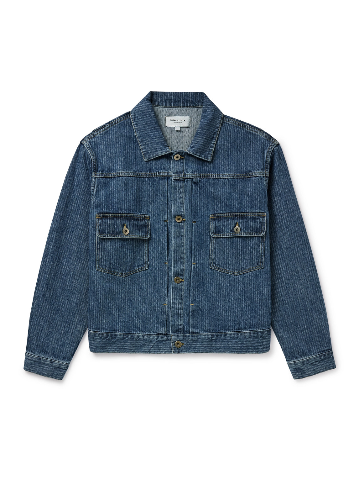 Striped Denim-Jacquard Trucker Jacket