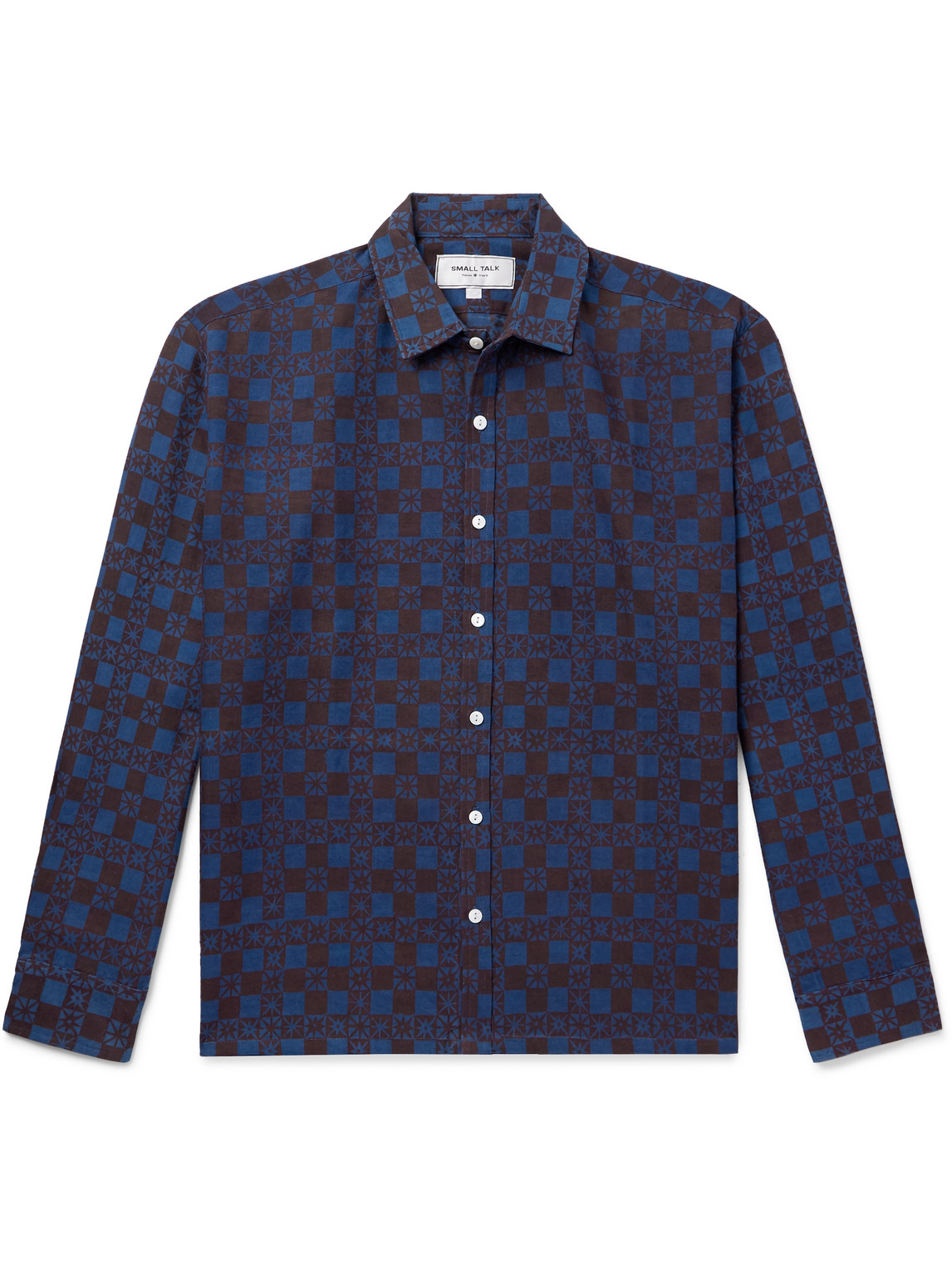 Spread-Collar Gingham Cotton and Linen-Blend Shirt