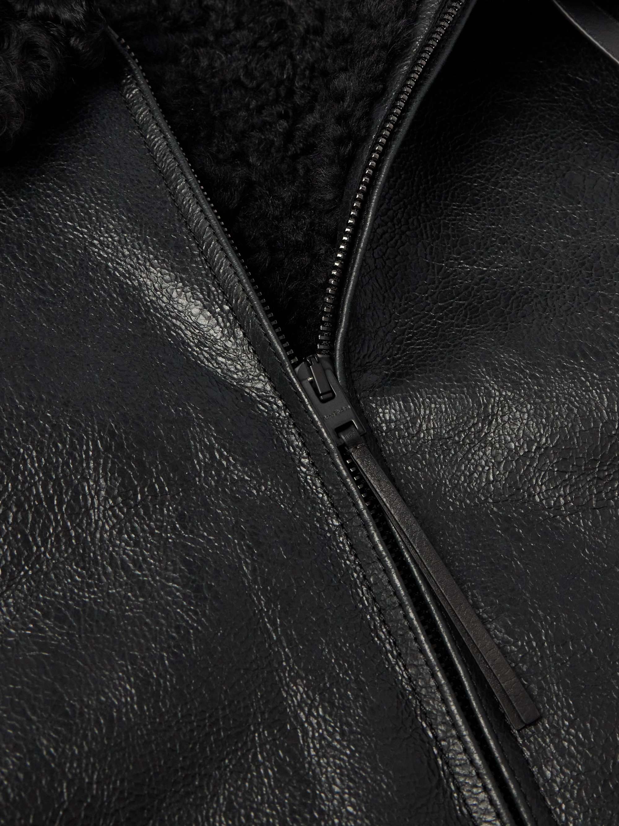 ACNE STUDIOS Shearling-Trimmed Cracked-Leather Jacket for