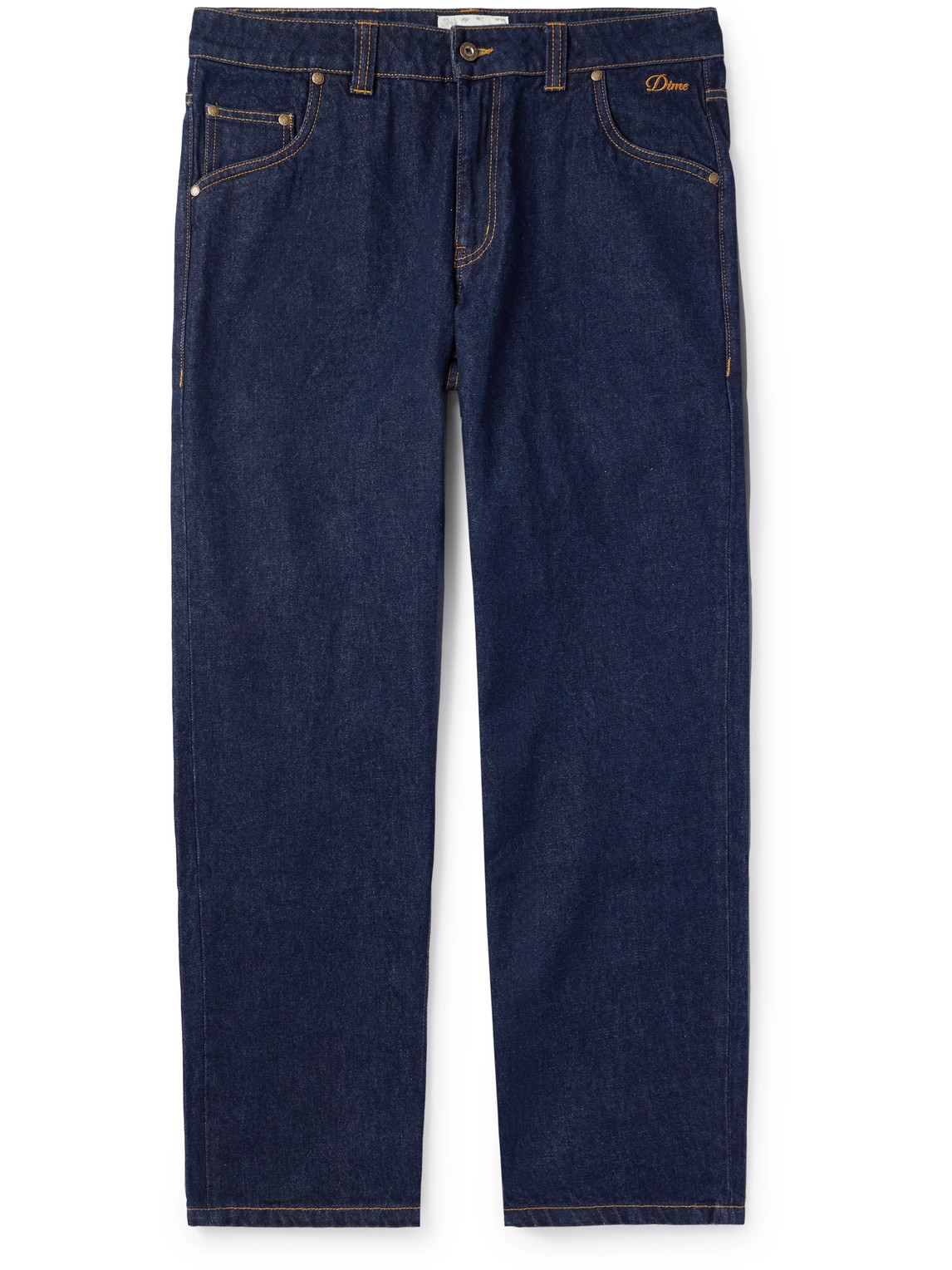 Dime Straight-leg Logo-embroidered Jeans In Blue