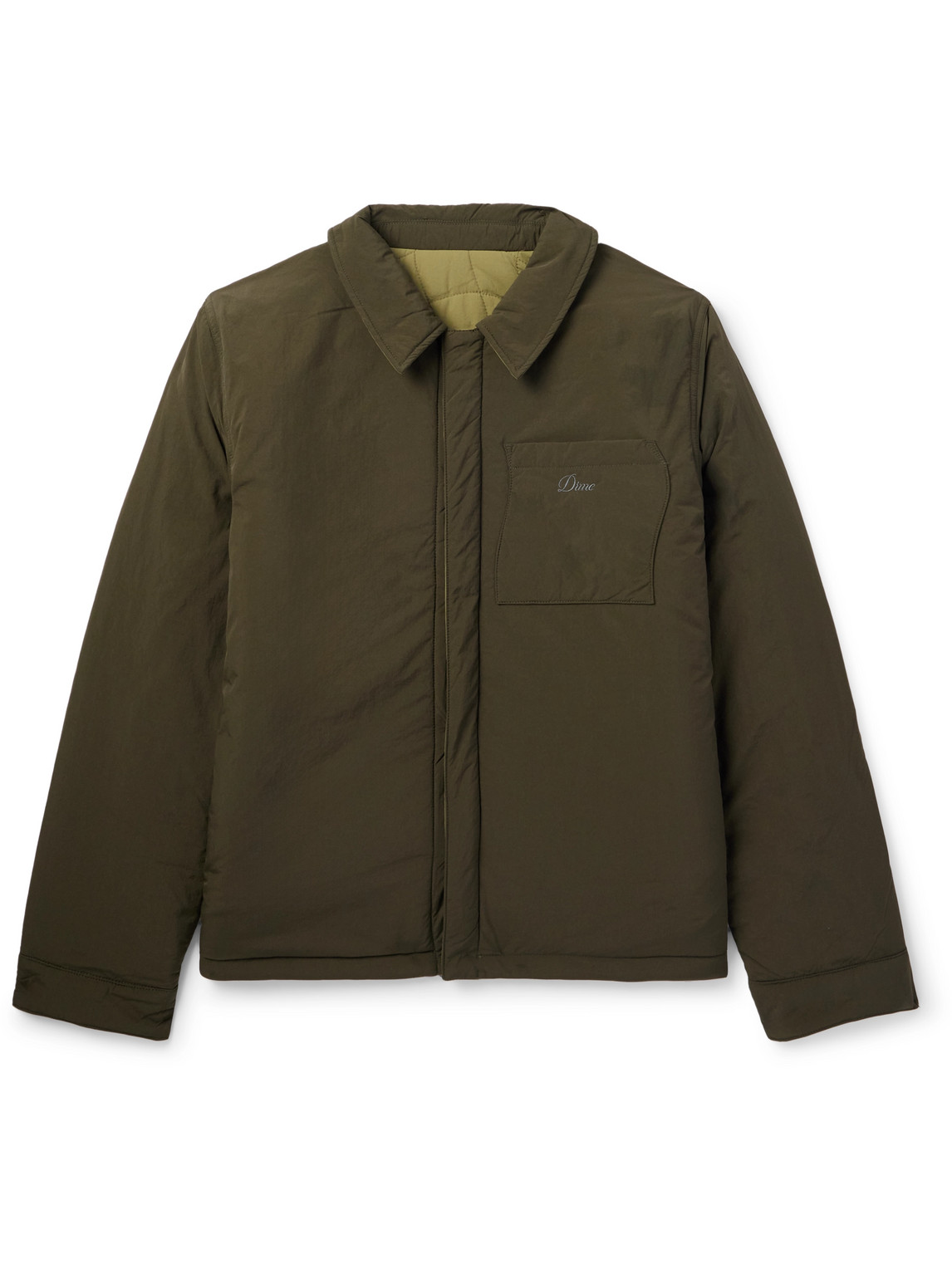 Dime Reversible Logo-embroidered Padded Shell Jacket In Green