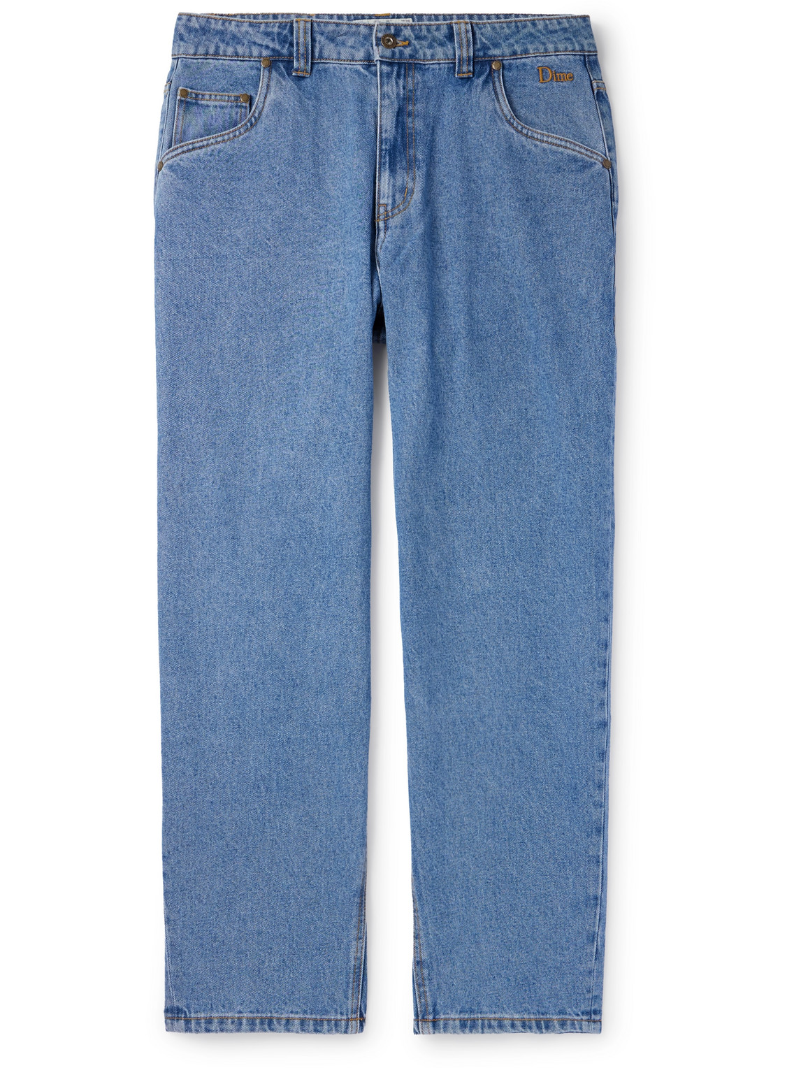 Dime Straight-leg Logo-embroidered Jeans In Blue