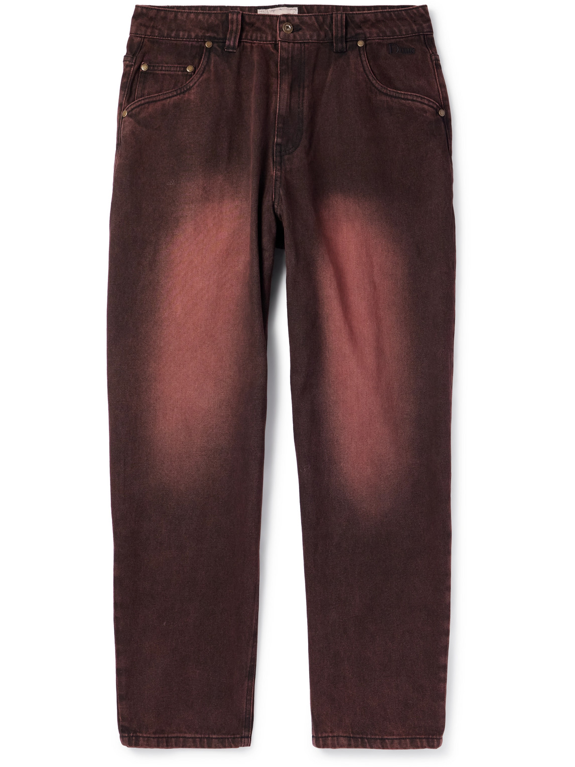 Dime Straight-leg Logo-embroidered Jeans In Brown