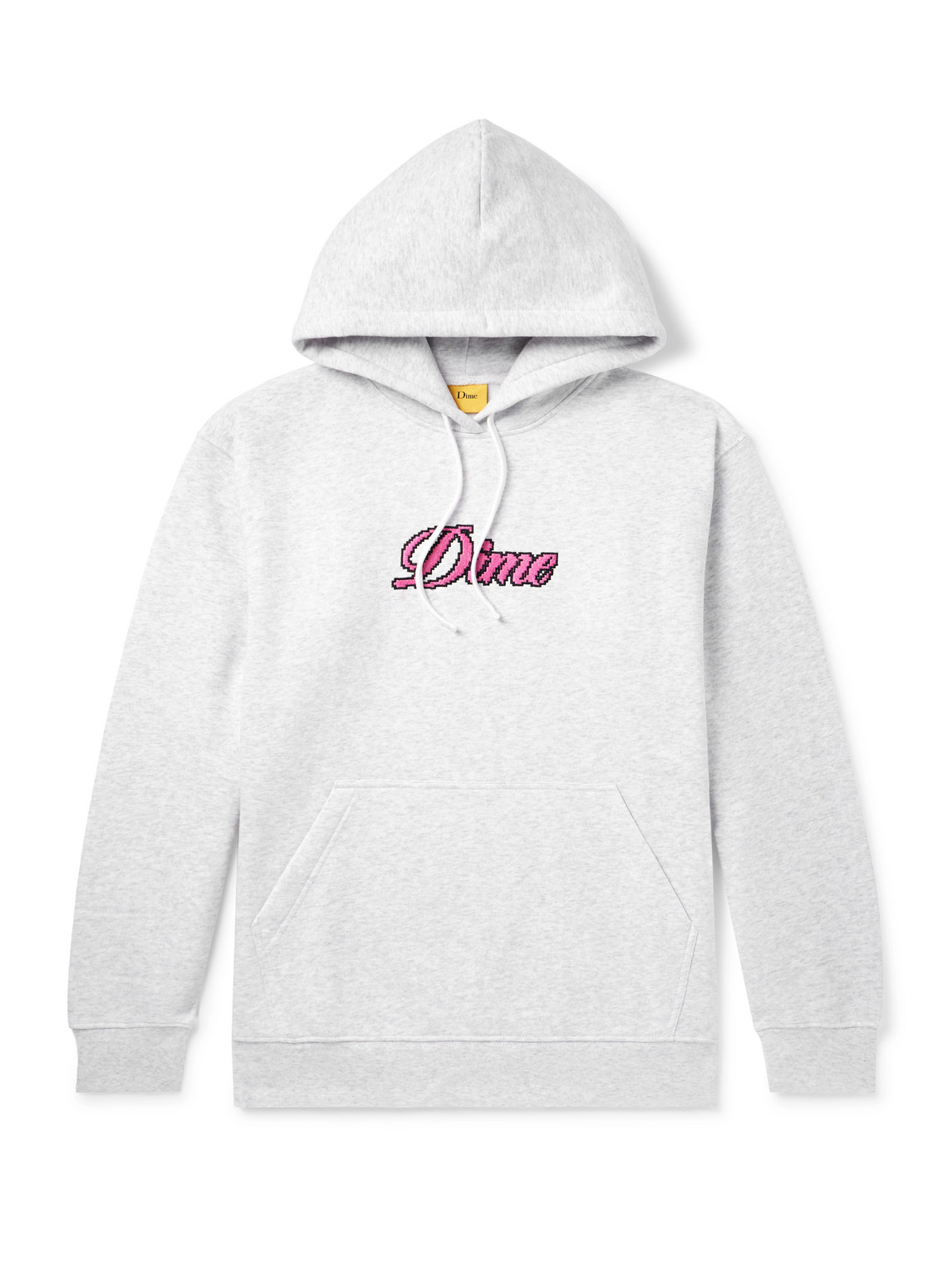 Dime Pixel Cursive Logo-embroidered Cotton-blend Jersey Hoodie In White
