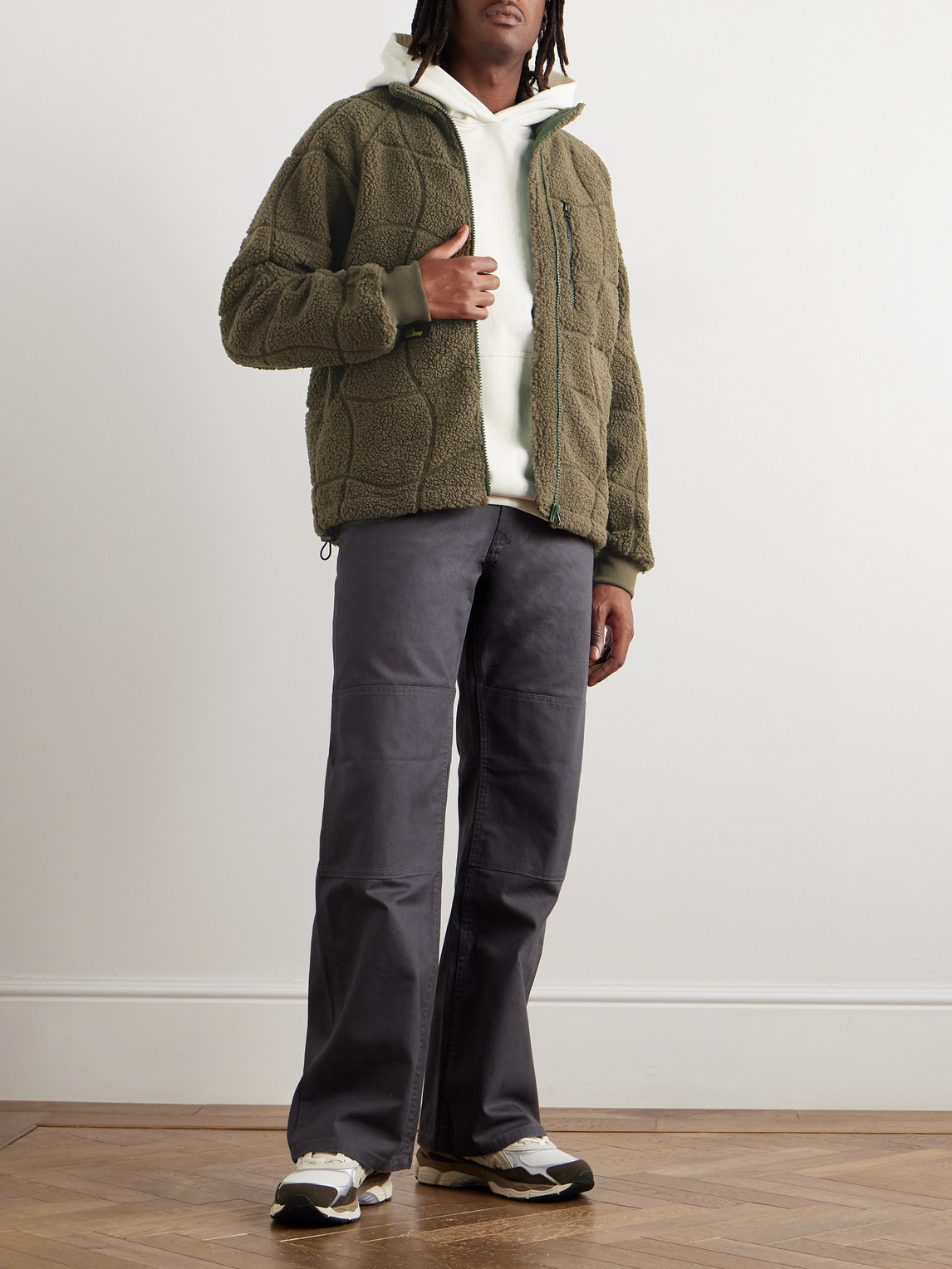 DIME COVERSTITCH LOGO-APPLIQUÉD FLEECE JACKET