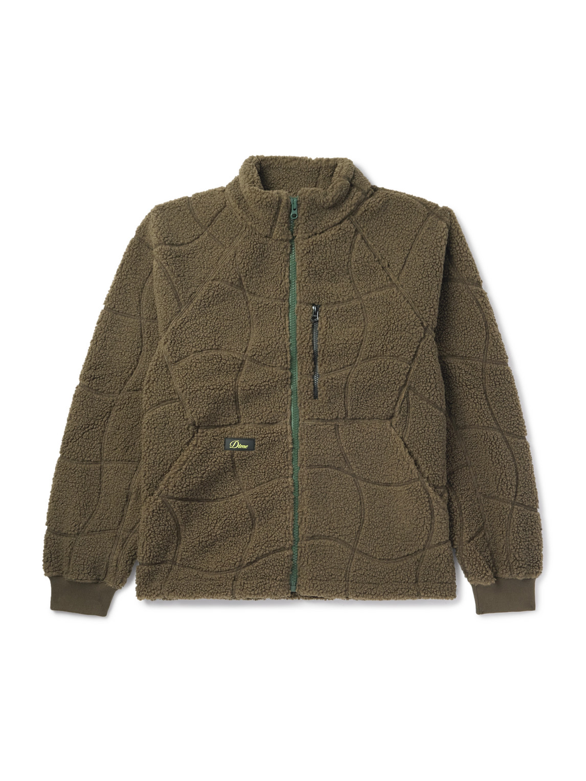 Dime Coverstitch Logo-appliquéd Fleece Jacket In Brown