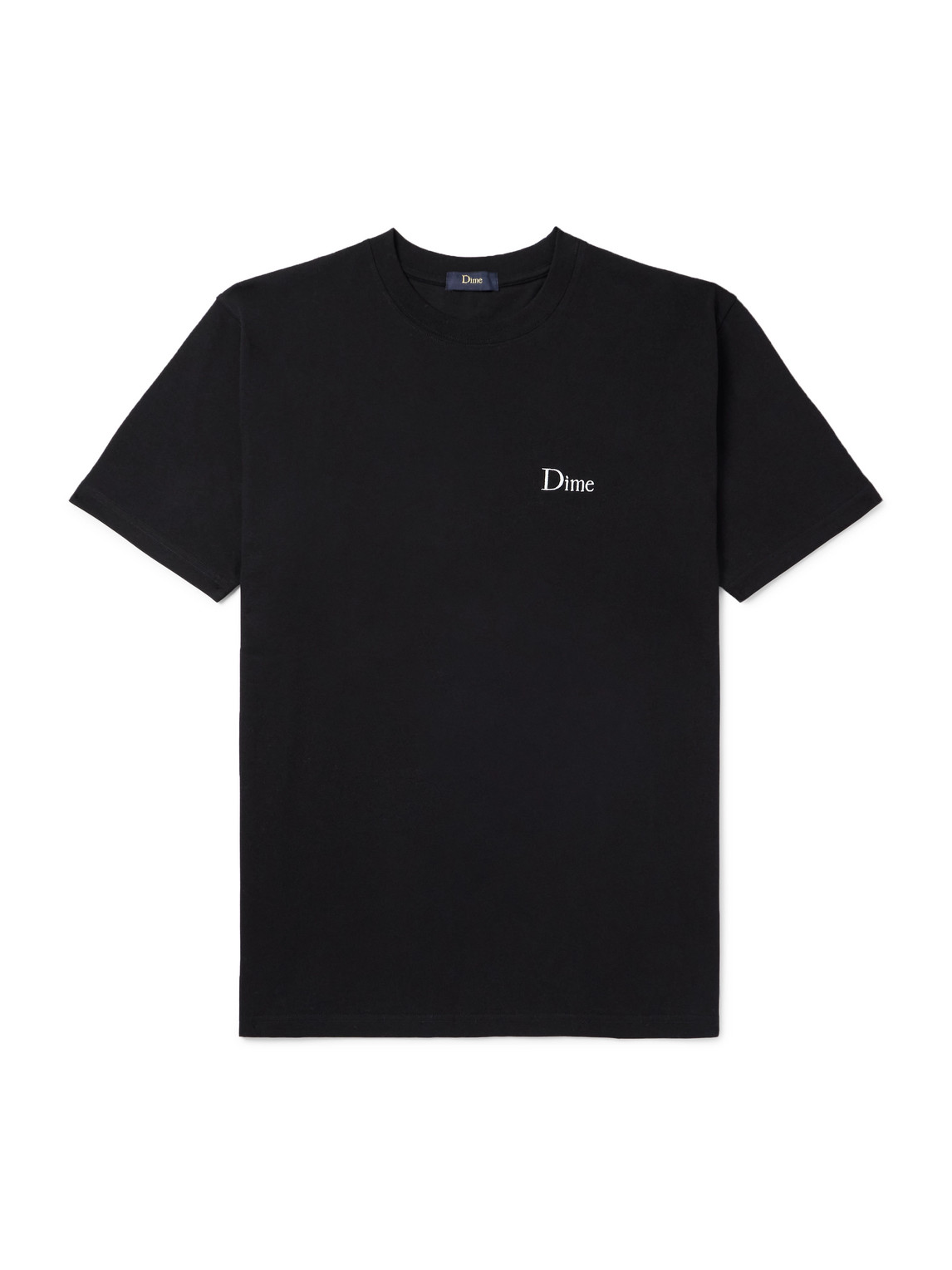 Dime Logo-embroidered Cotton-jersey T-shirt In Black