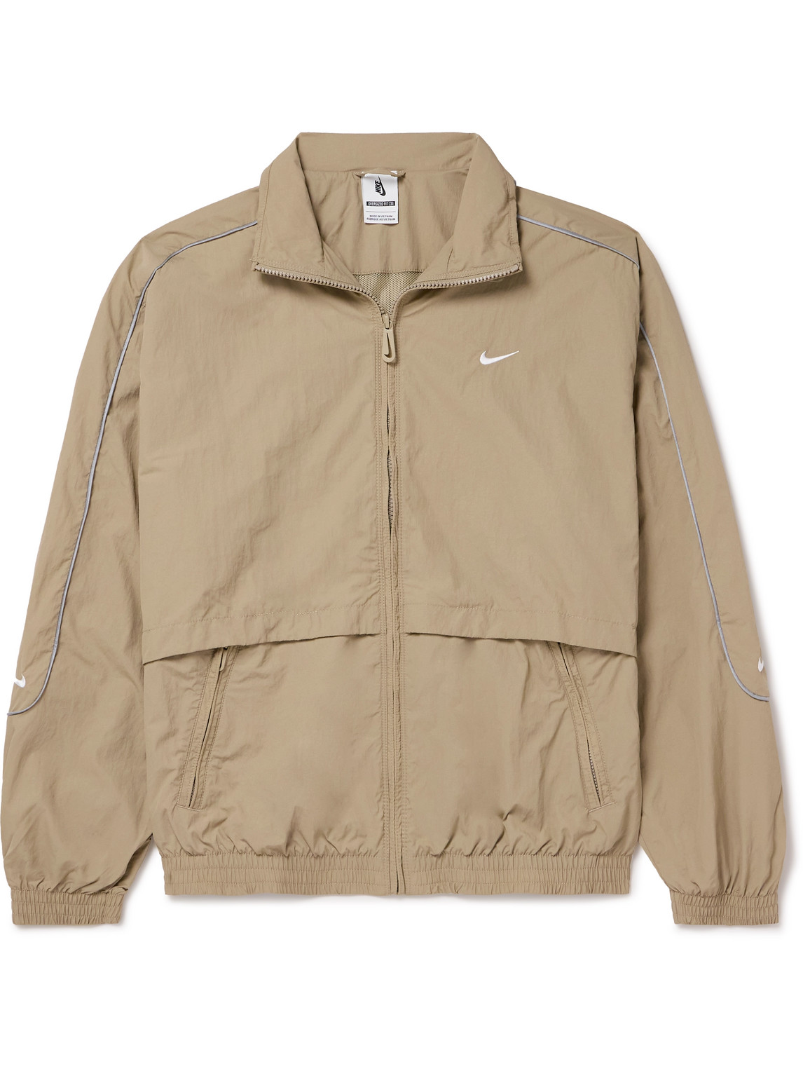 Nike Solo Swoosh Logo-embroidered Nylon-taffeta Track Jacket In Neutrals