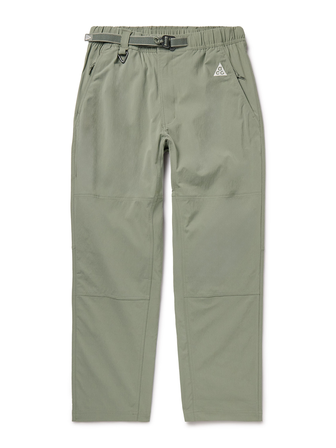 Nike Acg Straight-leg Logo-embroidered Belted Stretch-shell Trousers In Green