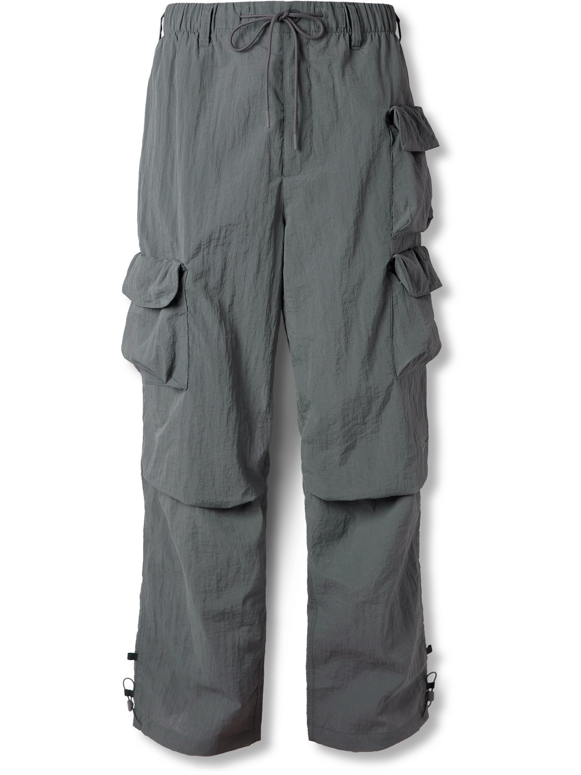 Nike Straight-leg Logo-embroidered Ripstop Drawstring Cargo Trousers In Gray
