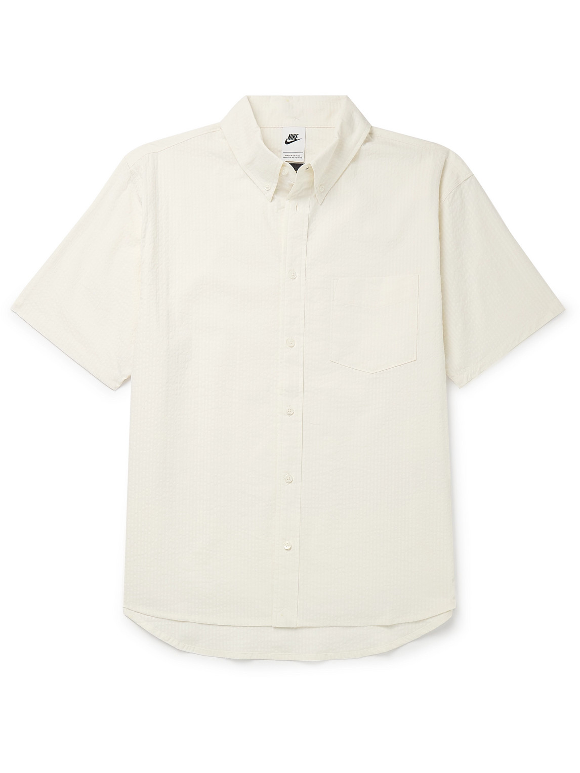 Nike Button-down Collar Cotton-blend Seersucker Shirt In Neutrals
