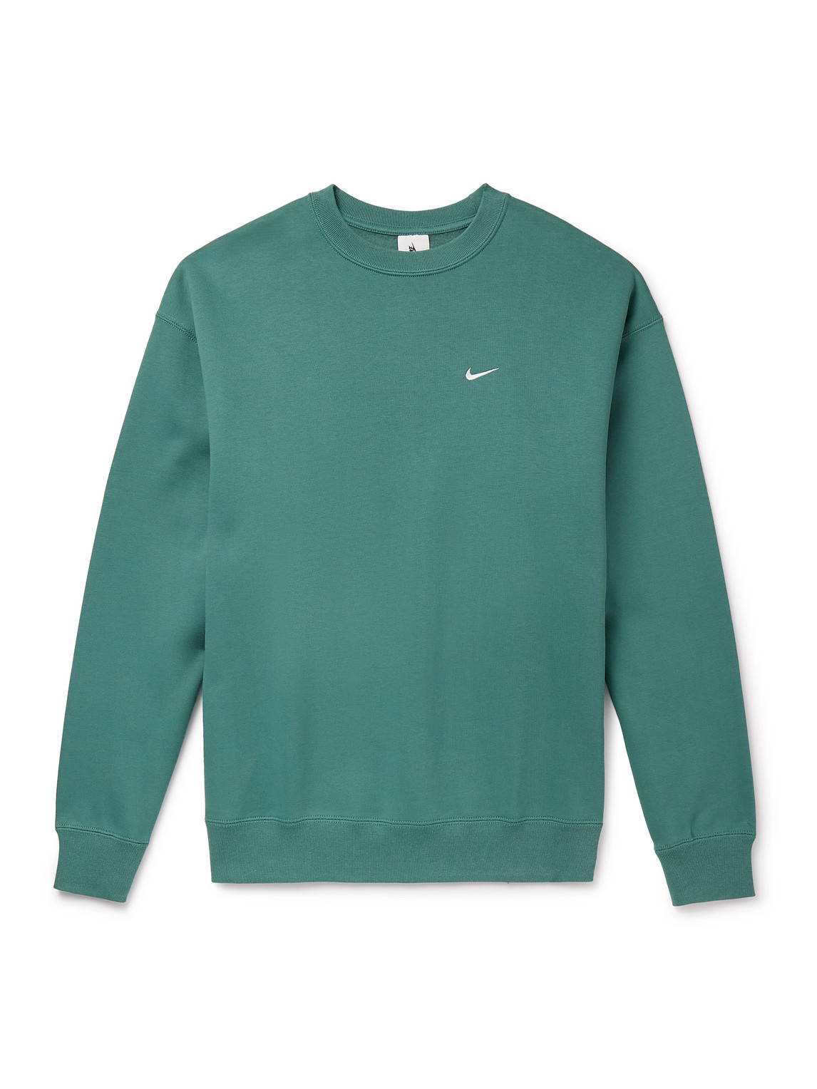 Nike Solo Swoosh Logo-embroidered Cotton-blend Jersey Sweatshirt In Green