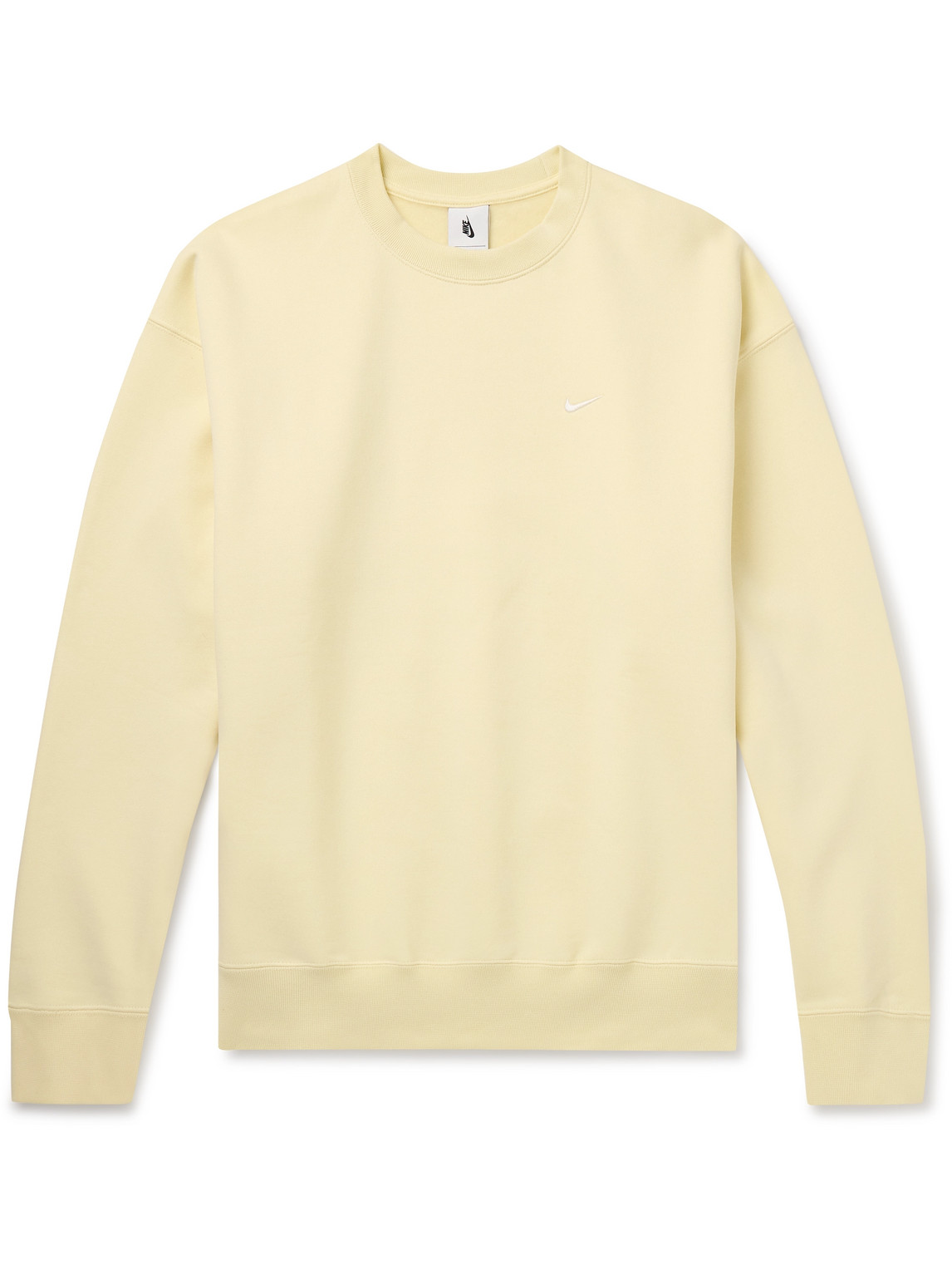 Shop Nike Solo Swoosh Logo-embroidered Cotton-blend Jersey Sweatshirt In Yellow