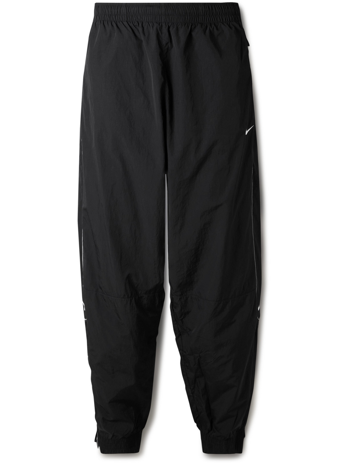 Nike Solo Swoosh Tapered Logo-embroidered Taffeta Track Pants In Black/white