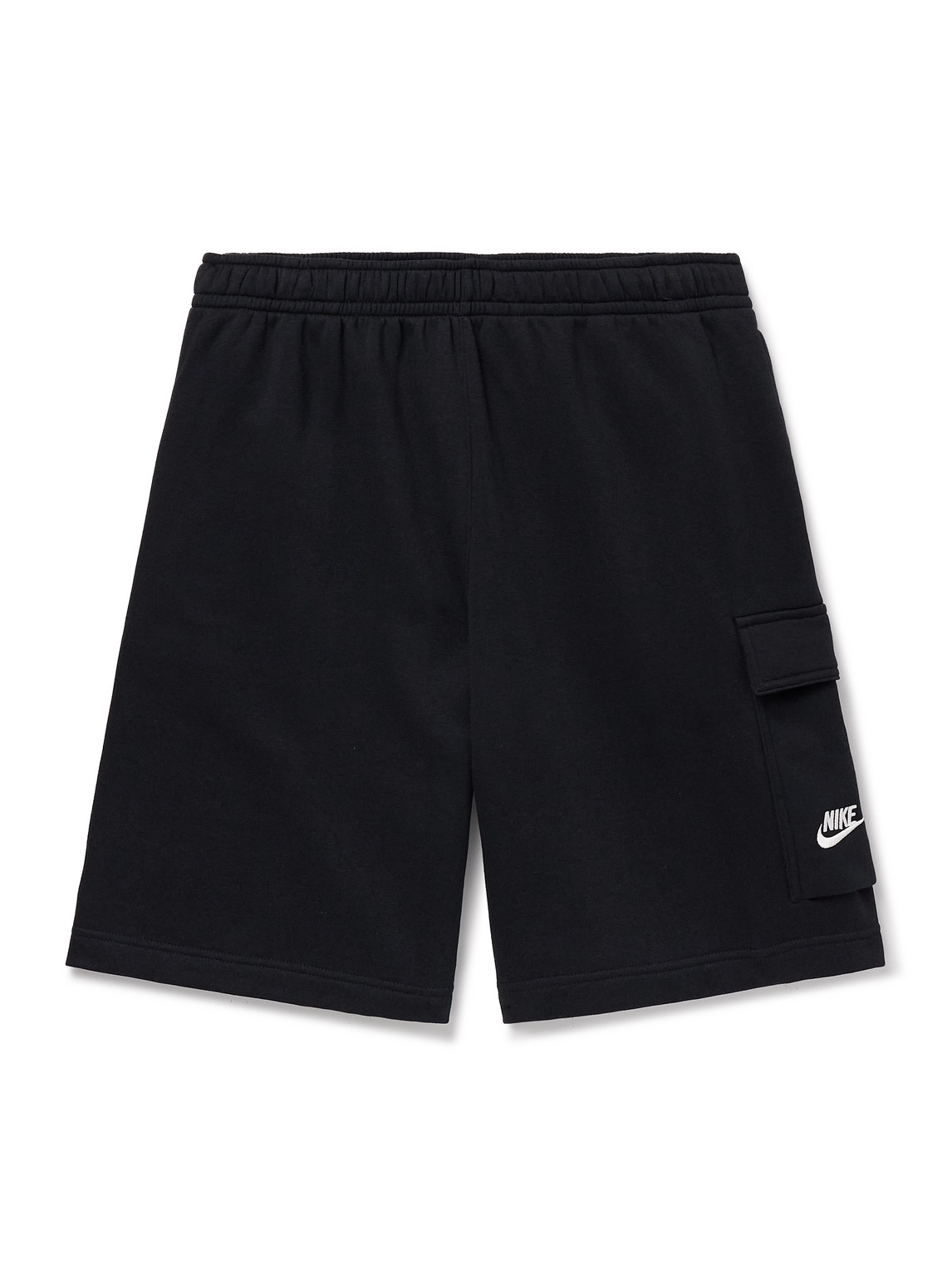 Nike Sportswear Club Wide-leg Cotton-blend Jersey Cargo Shorts In Black